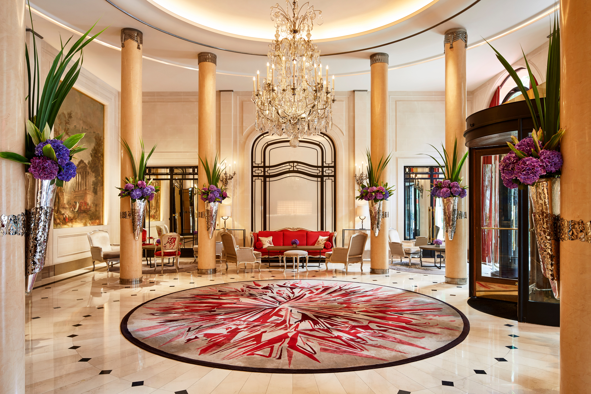 The Hotel Plaza Athenee is a Brunei-owned historic luxury hotel in Paris,  France. It is located at 25 Avenue Montaigne in the 8th arrondissement of  Paris, near the Champs-Elysees. Stock Photo