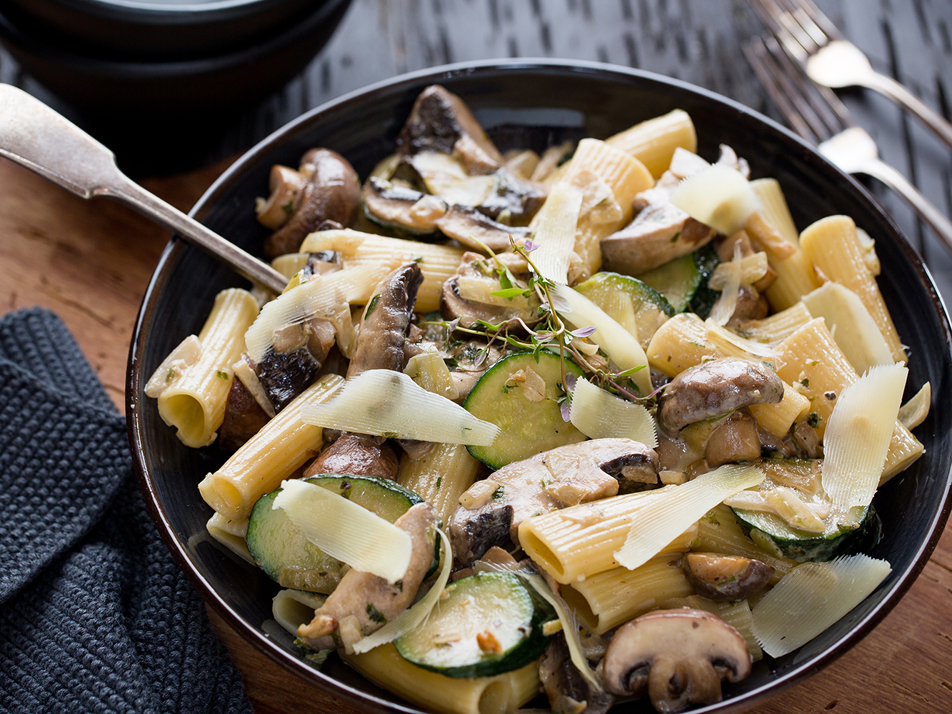 Creamy mushroom and thyme pasta. Picture / Babiche Martens