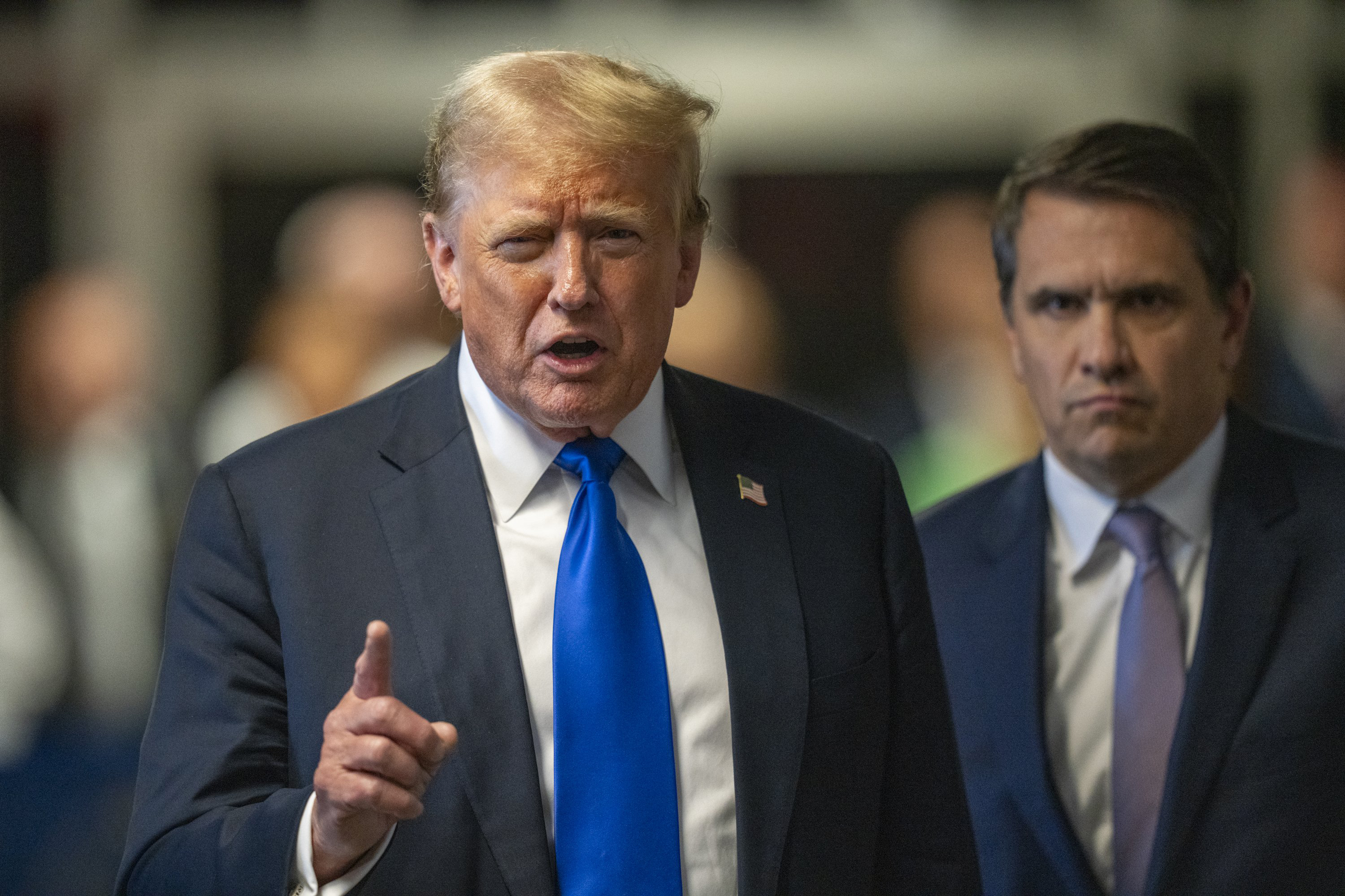 Trump speaks outside the courtroom after a jury convicted him of felony crimes for falsifying business records in a scheme to illegally influence the 2016 election. Photo / AP