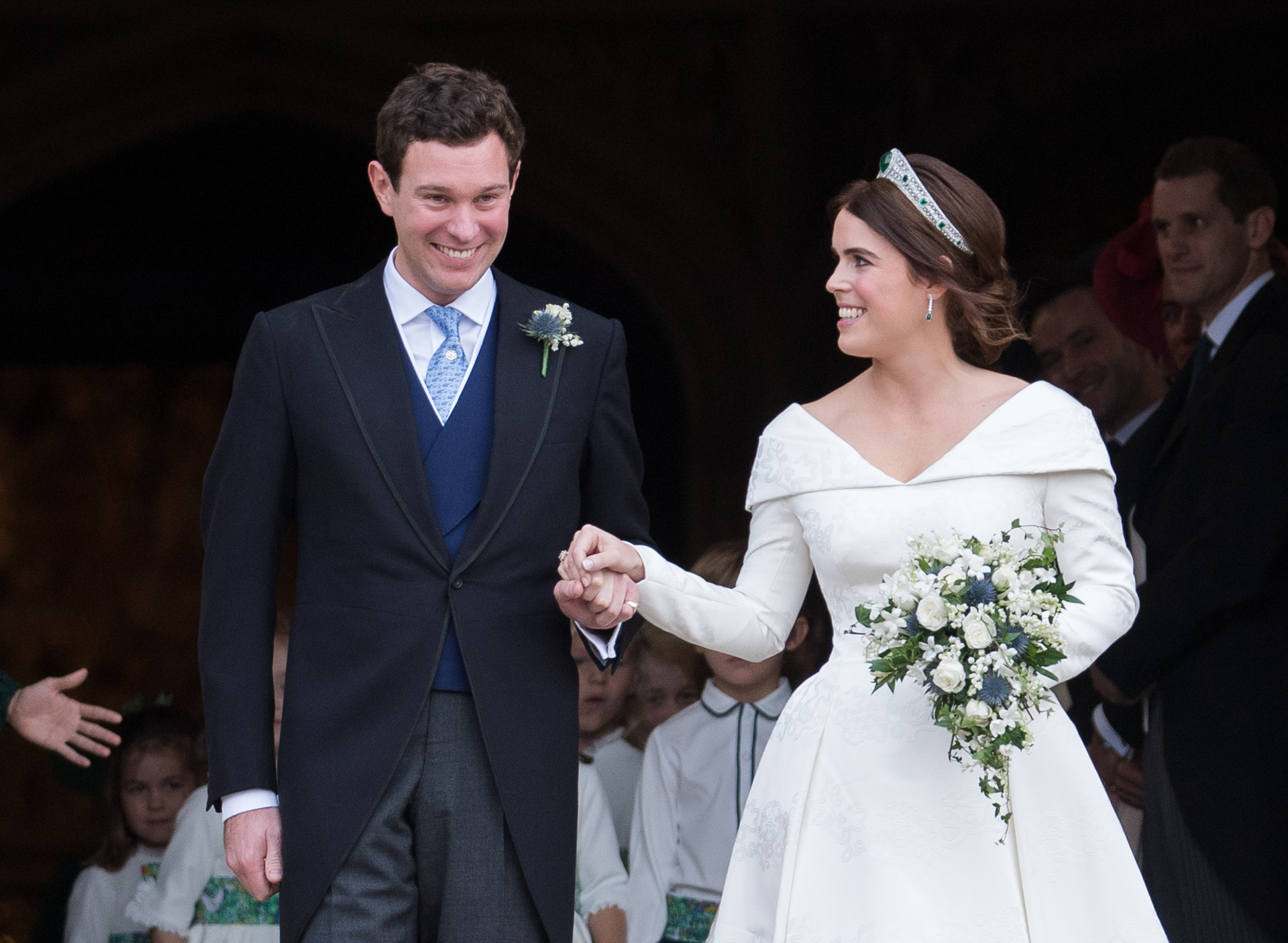 Princess Eugenie of York and Jack Brooksbank after their marriage on October 12, 2018 in Windsor. Photo / Getty Images
