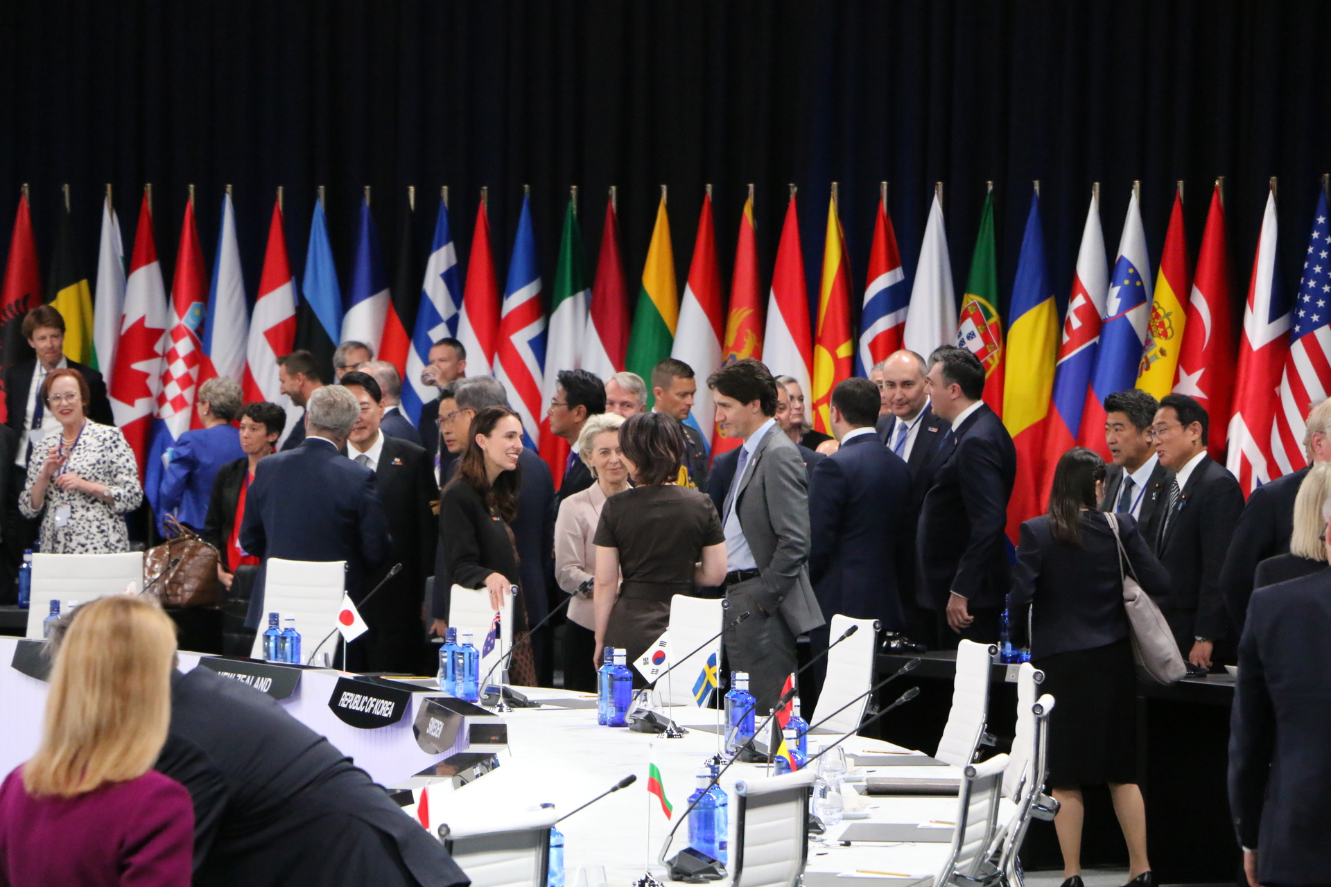 At last year's Nato Summit in Madrid, former Prime Minister Jacinda Ardern speaks with European Commission President Ursula von der Leyen and Canada's Justin Trudeau. Photo / Katie Scotcher, Pool
