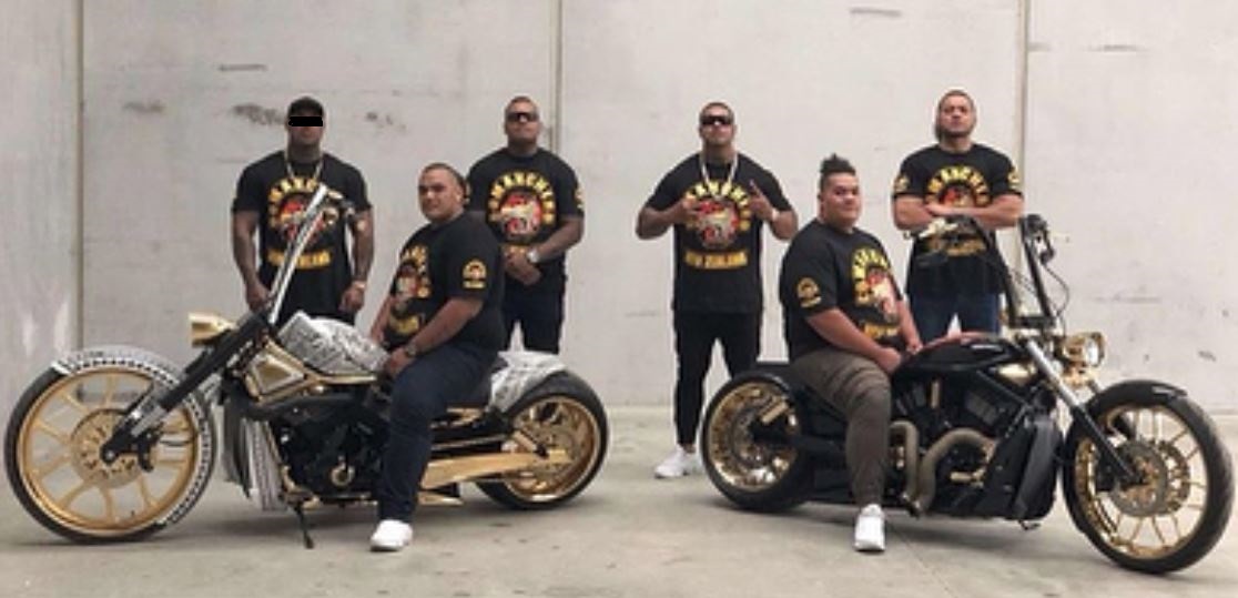 The Comancheros posted this photograph on Instagram in 2018 to announce the New Zealand chapter. Jarome Fonua is sitting on the motorcycle on the left. Photo / Supplied.