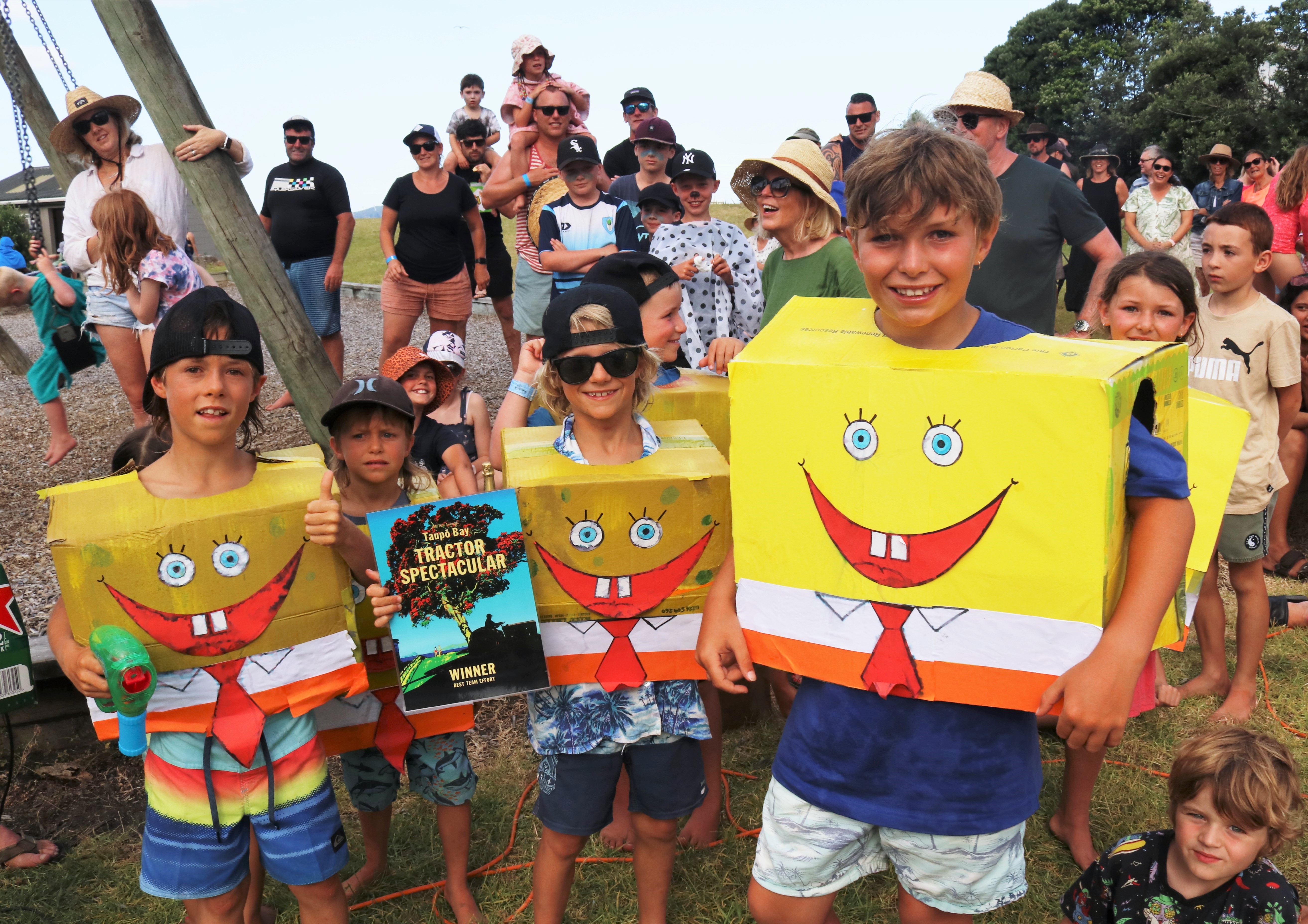 The Spongebob Squarepants crew collect their award for best team effort. Photo / Peter de Graaf