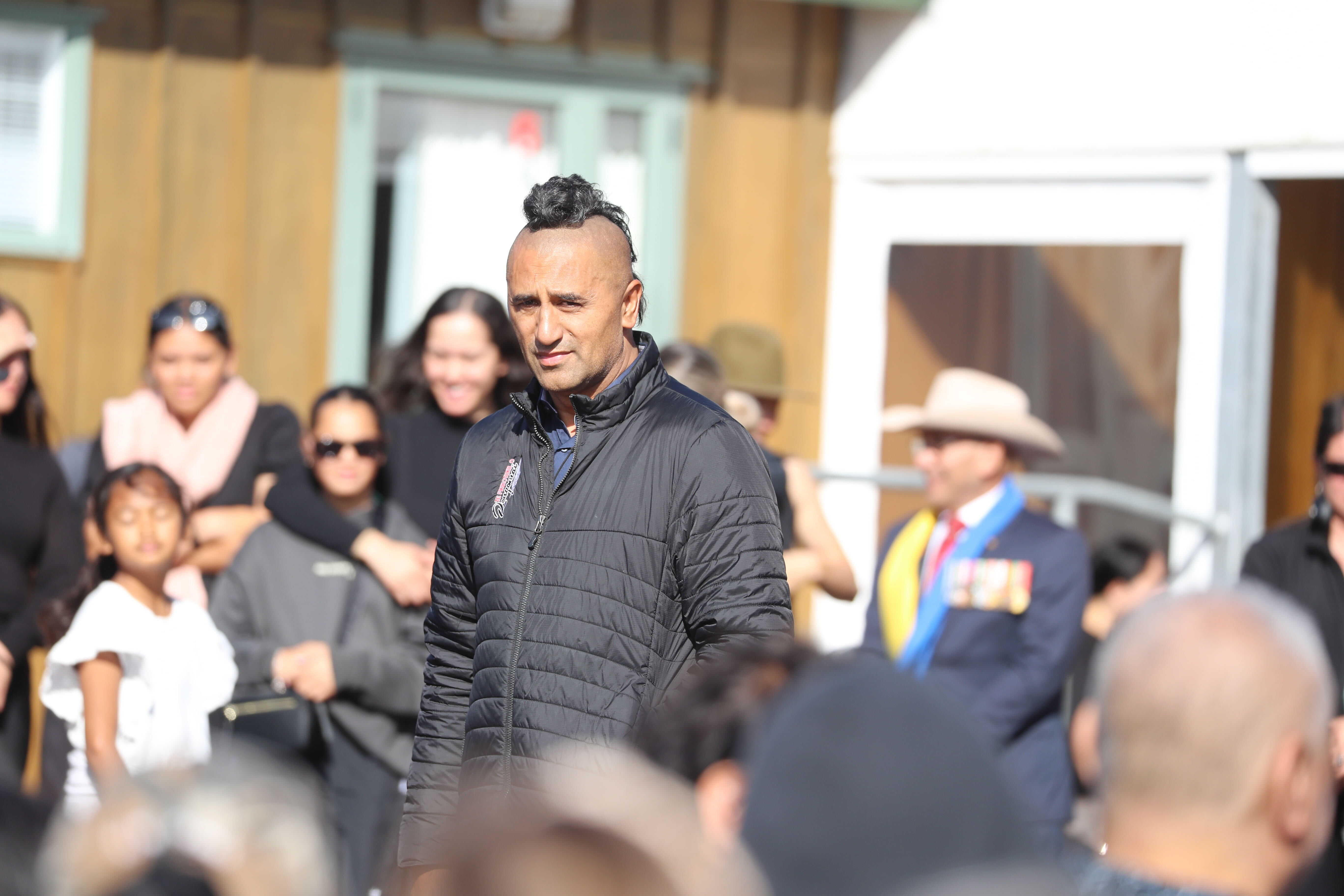 Actor Cliff Curtis at the tangi of Kiwi soldier Kane Te Tai, who died while in Ukraine. Photo / Michael Craig