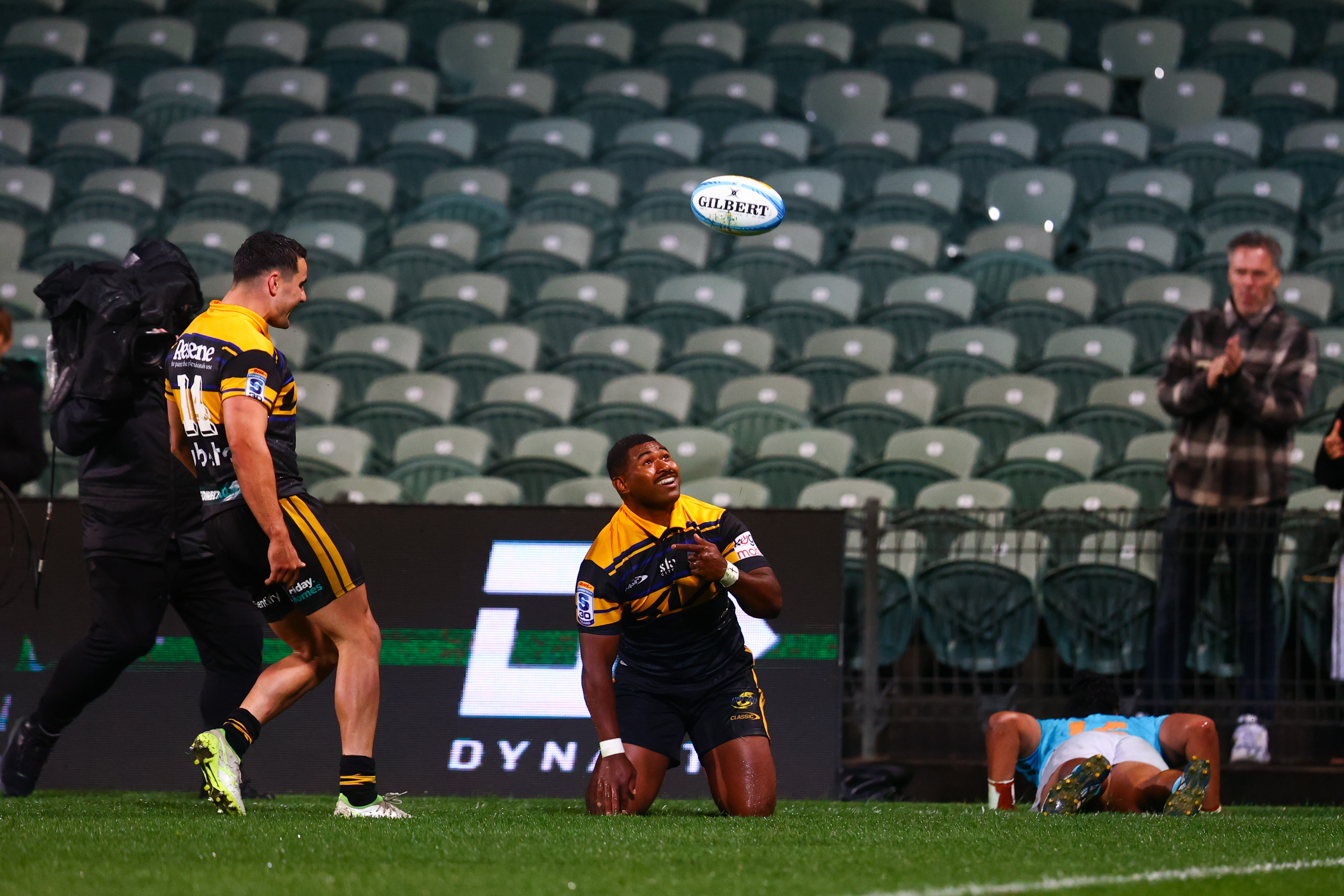 Kini Naholo scored two tries in his comeback match from an ACL injury. Photo / Smartframe
