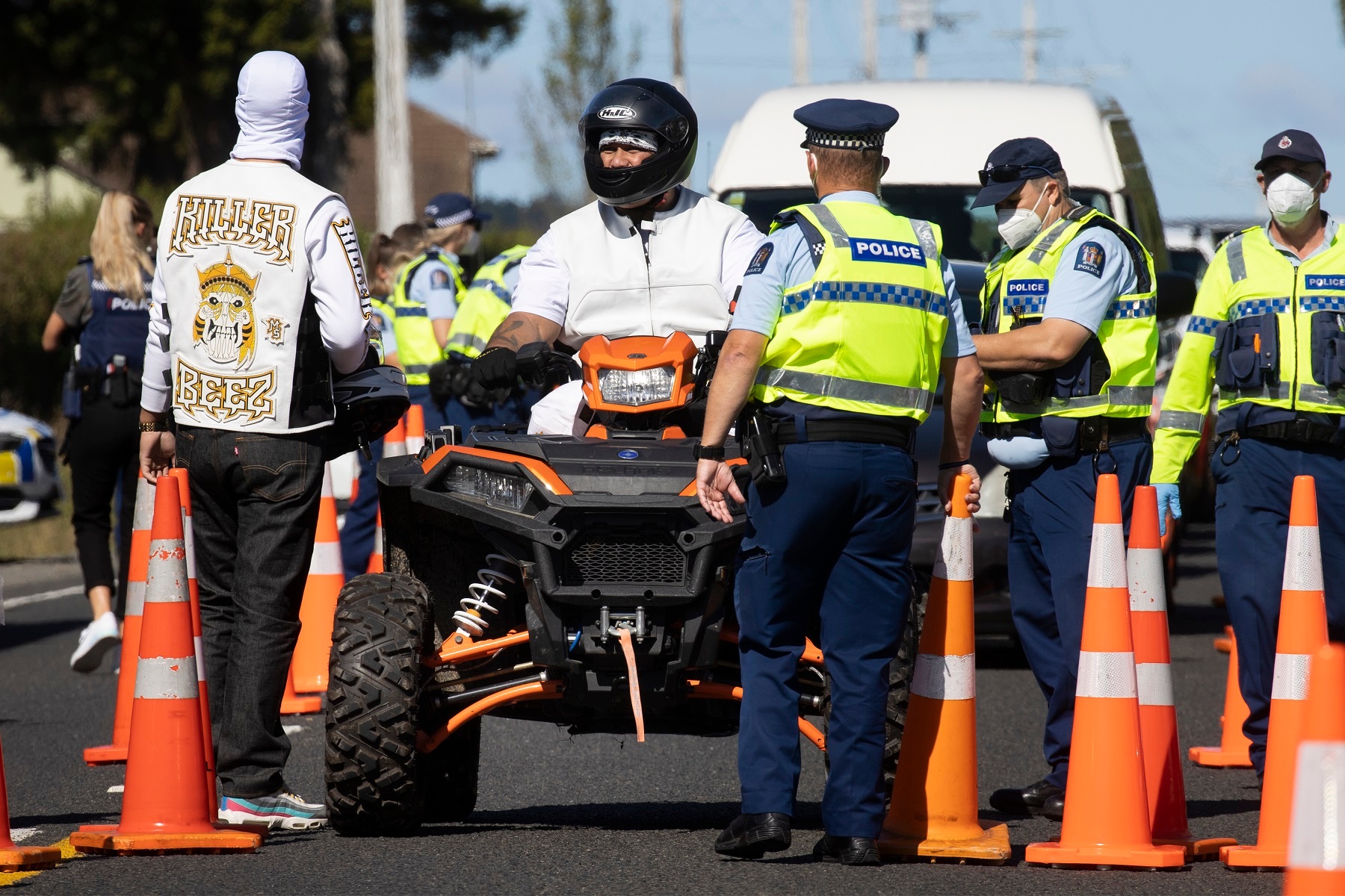 Killer Beez founder and president Josh Masters at the checkpoint at Ramarama in April. Photo / Brett Phibbs