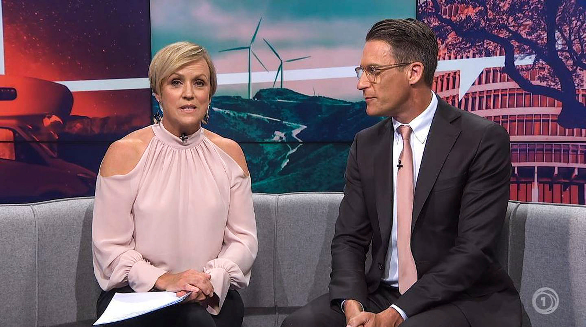 Seven Sharp hosts Hilary Barry and Jeremy Wells.