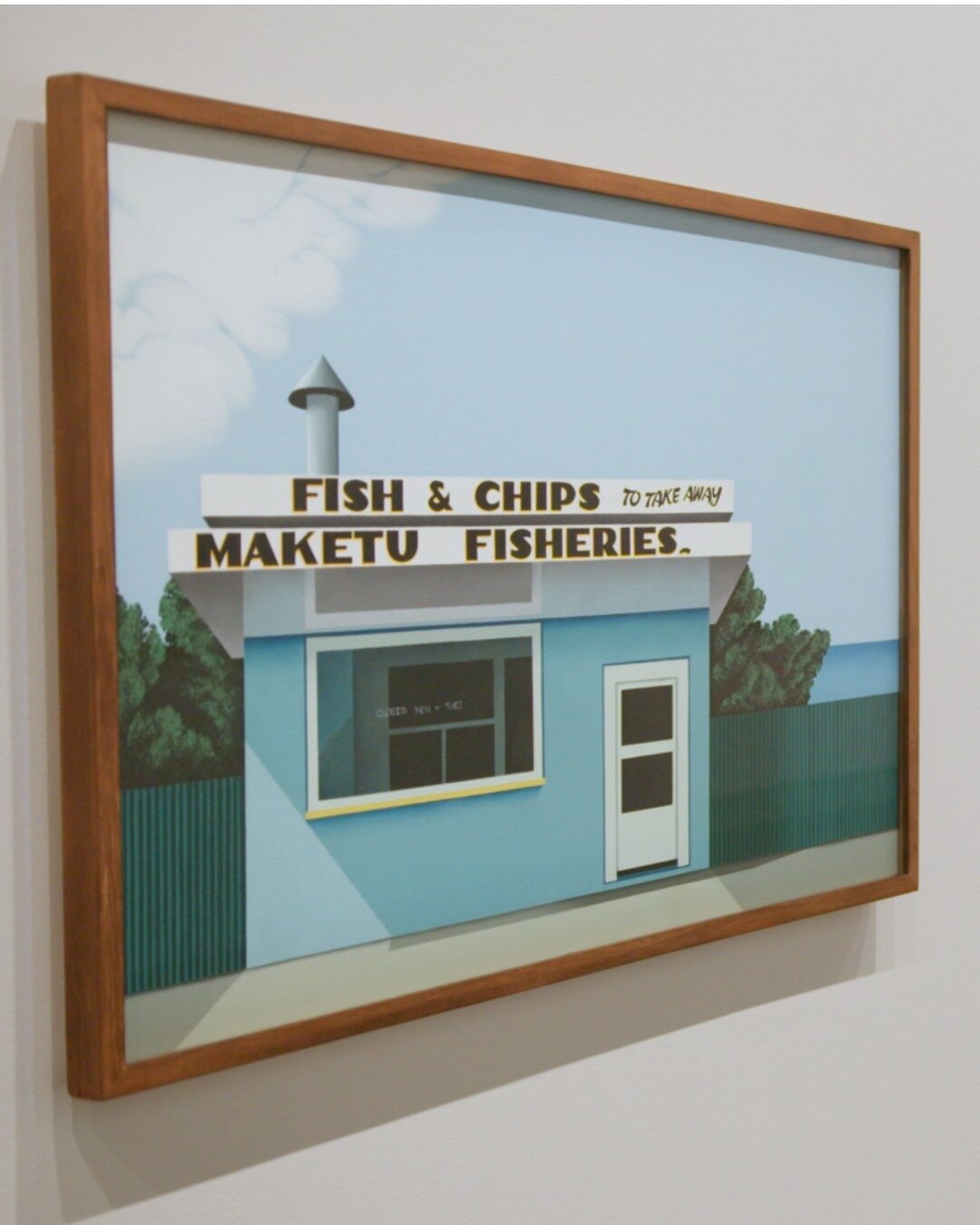 'Fish and Chips, Maketu' (1975), one of the early works featured in Robin White: Te Whanaketanga | Something is Happening Here, a 2022 restrospective spanning more than 50 years of her career.