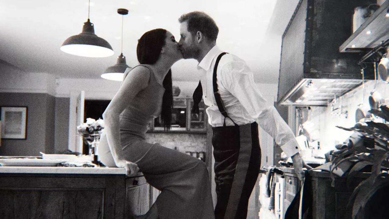 Prince Harry and Meghan Markle at Frogmore cottage where they’ve since been evicted from. Photo / Netflix