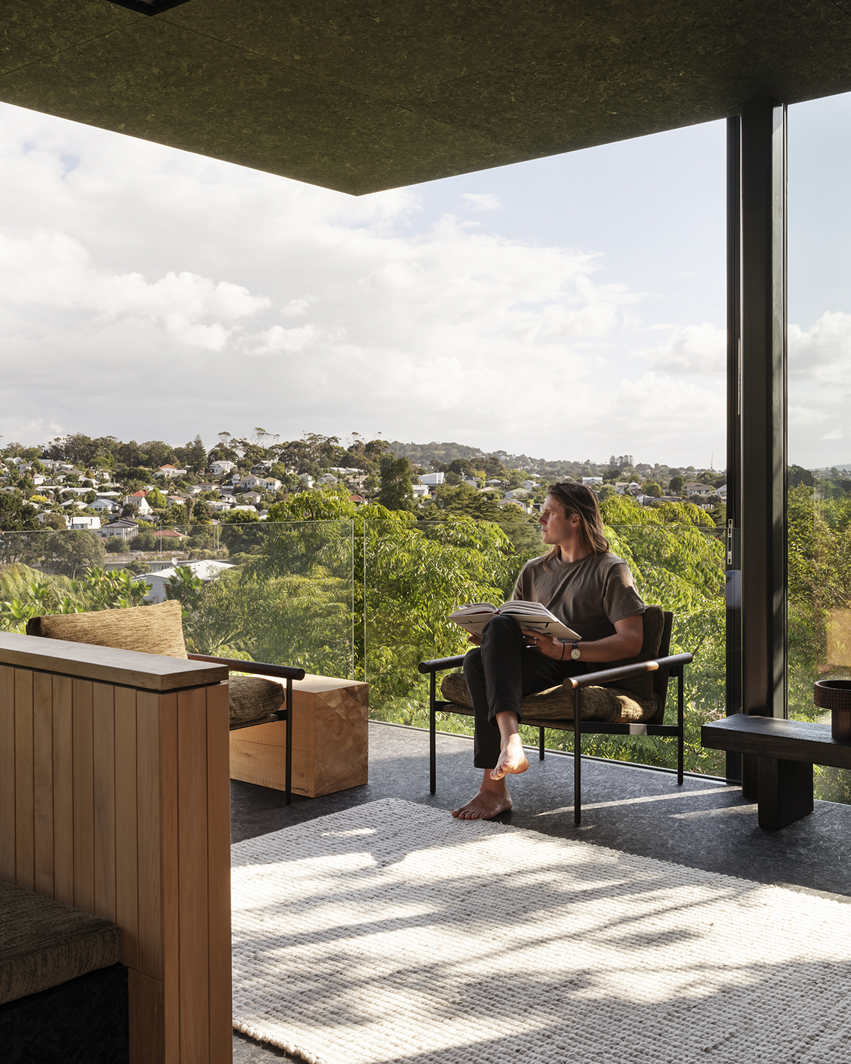 Designer Oli Booth in his living room. Photo / Sam Hartnett