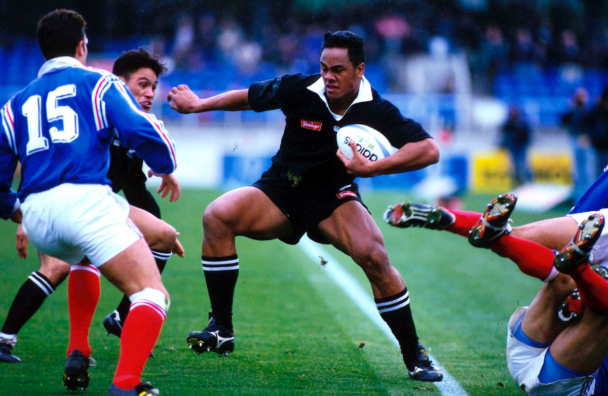 Jonah Lomu on the charge against France in 1994. Photosport