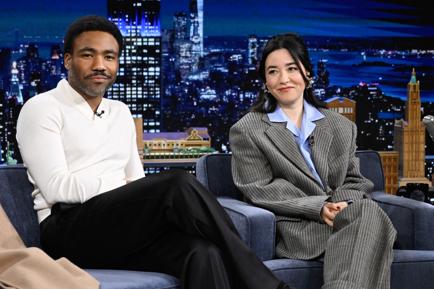Donald Glover and Maya Erskine made a stylish appearance on NBC. Photo / Getty Images