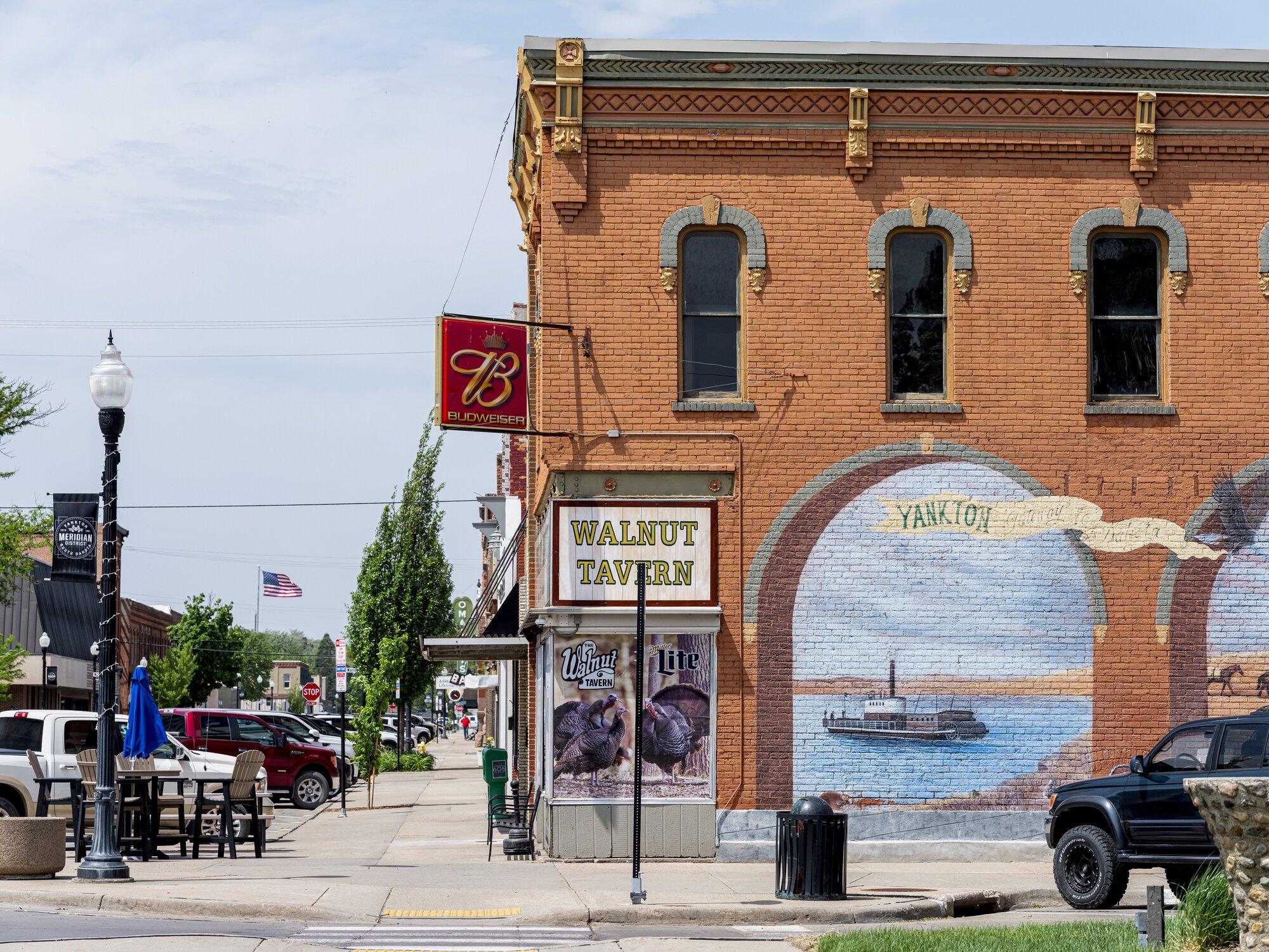 Sowntown Yankton, South Dakota, where Charl Kleinhaus, an Afrikaner who immigrated from South Africa in 2025, has found work at a car dealership and brickyard. Photo / Terry Ratzlaff, The New York Times
