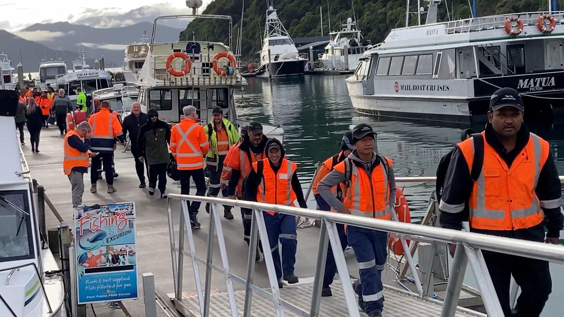 Passengers are back on land after Interislander ferry Aratere grounded near Picton. Photo / Marlborough Express