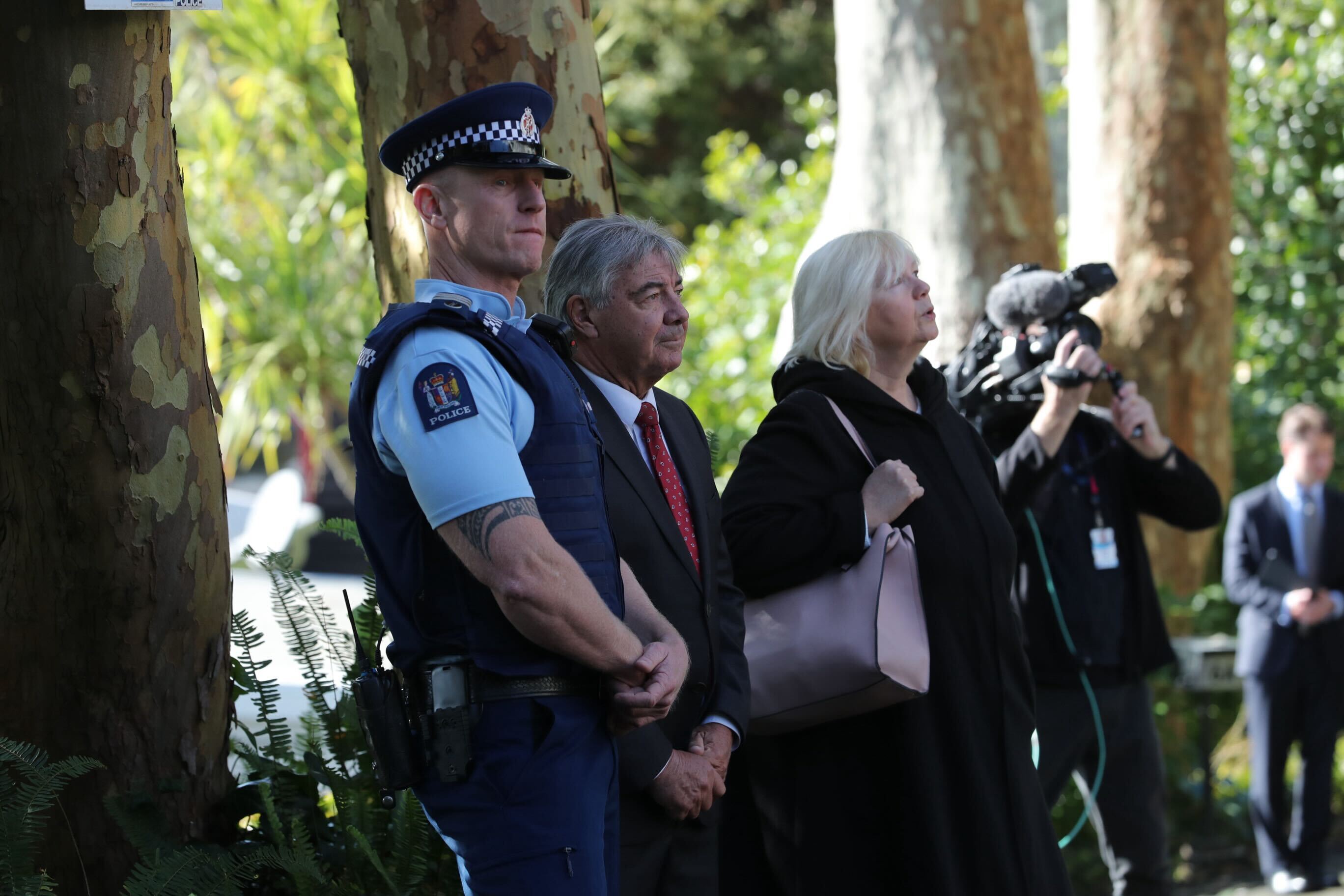 Police and Crown lawyers at Philip Polkinghorne's home on the day jurors toured the scene where Hanna was found dead. Photo / Jason Dorday