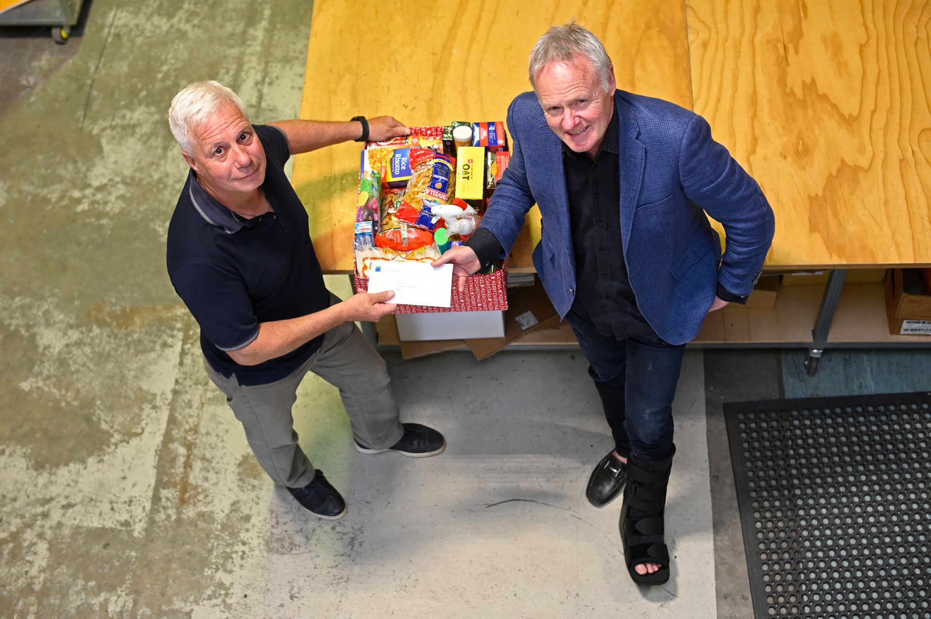 Tauranga Community Foodbank chairman Larry Bilodeau (left) and Port of Tauranga chief executive Mark Cairns. Photo / File
