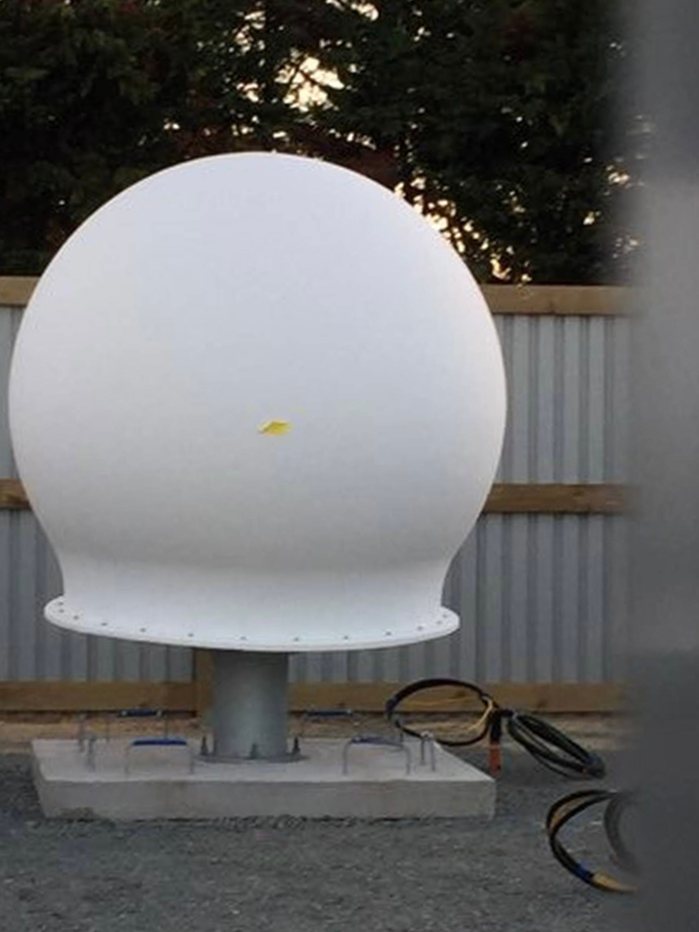 The first of one of nine satellite attenna domes being installed by Vocus on a piece of land at Puwera, south of Whangārei. Photo / Supplied