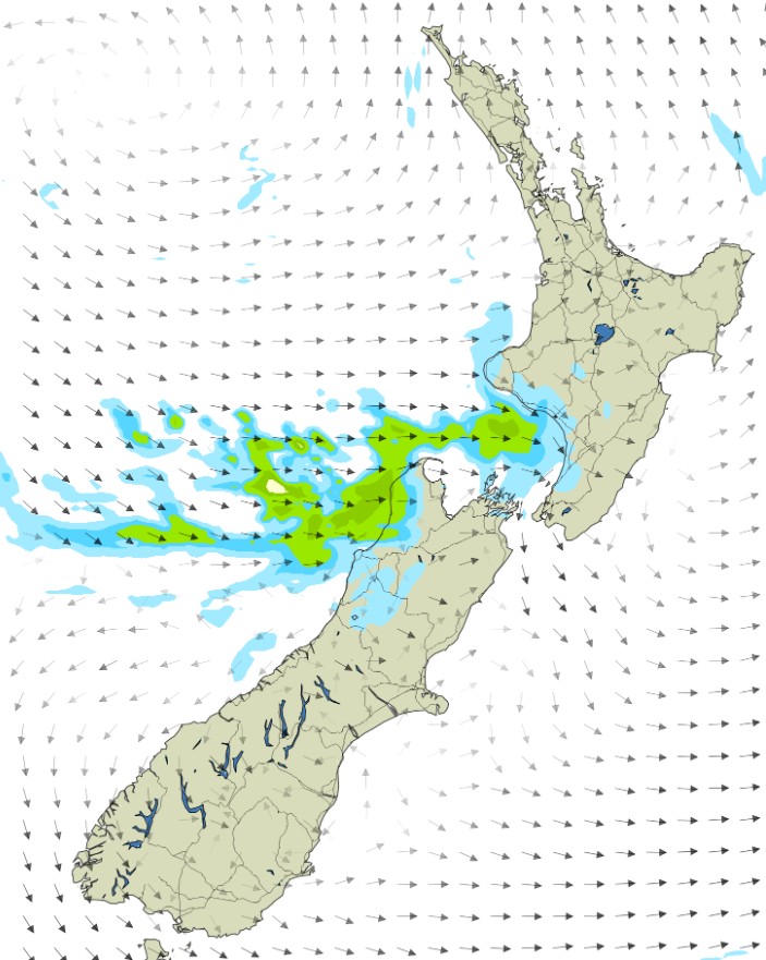 MetService rain radar for Saturday, June 13 at 3pm. Photo / MetService