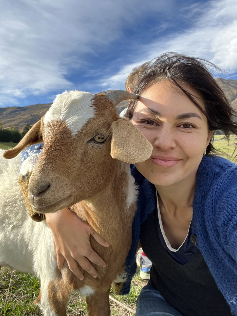 Celebrity chef Nadia Lim and her pet goat Milly. Photo/Supplied