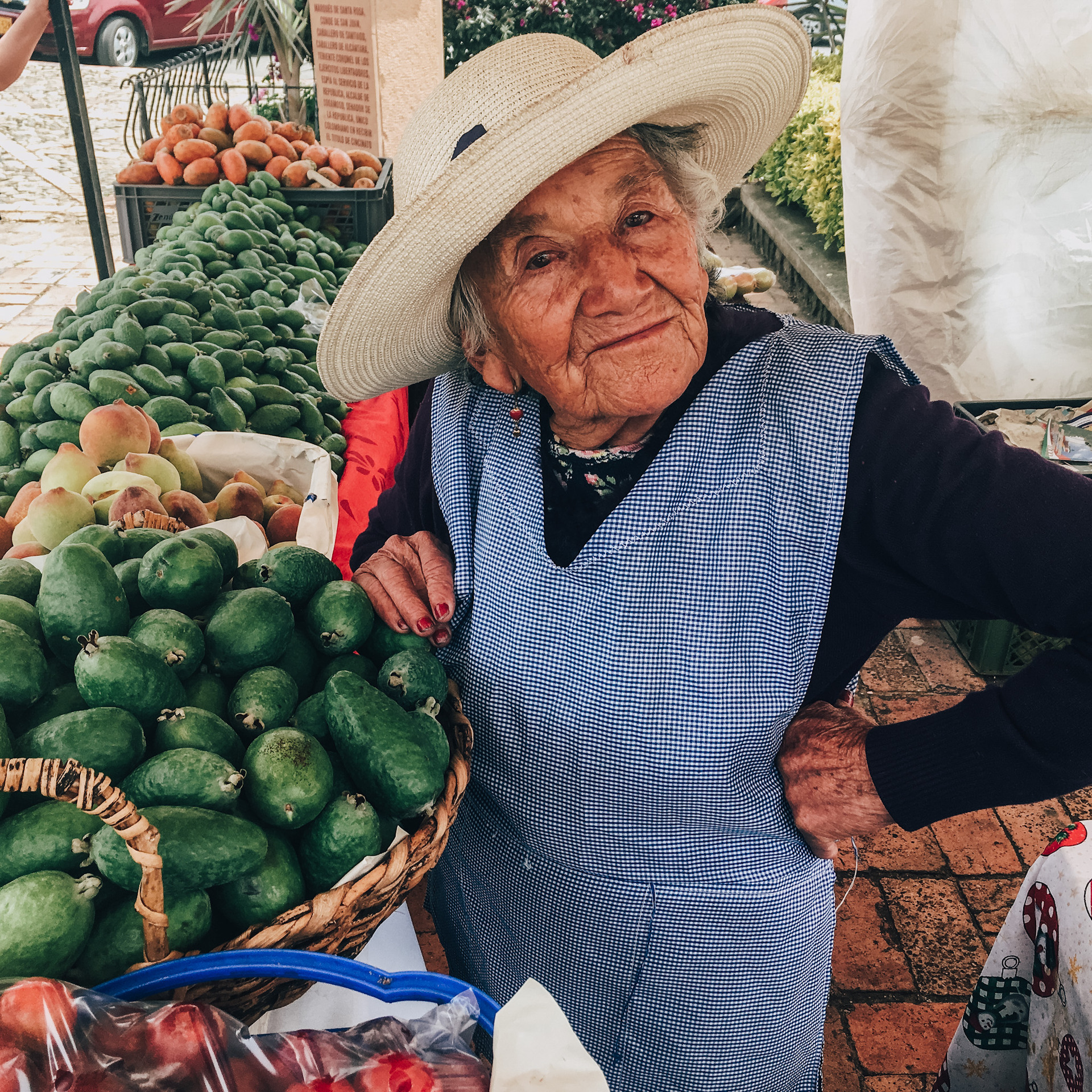 Cecilia Salamanca de Ramirez, 87, has had a stall at Colombia's Festival de la Feijoa in Tibasosa ever since it began 33 years ago. Photo / Kate Evans