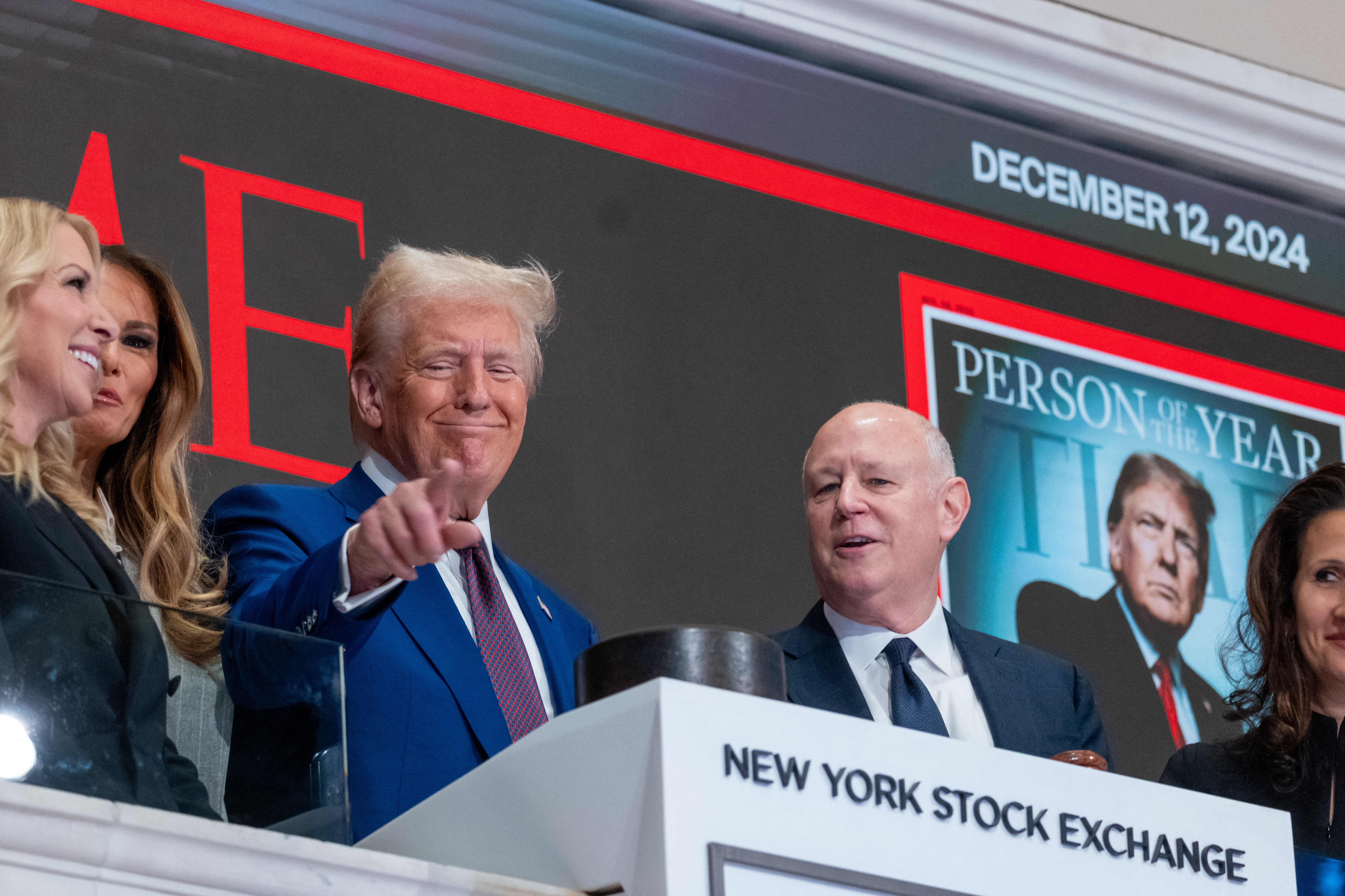 President-elect Donald Trump rings the opening bell on the trading floor of the New York Stock Exchange. Photo / Getty Images via AFP