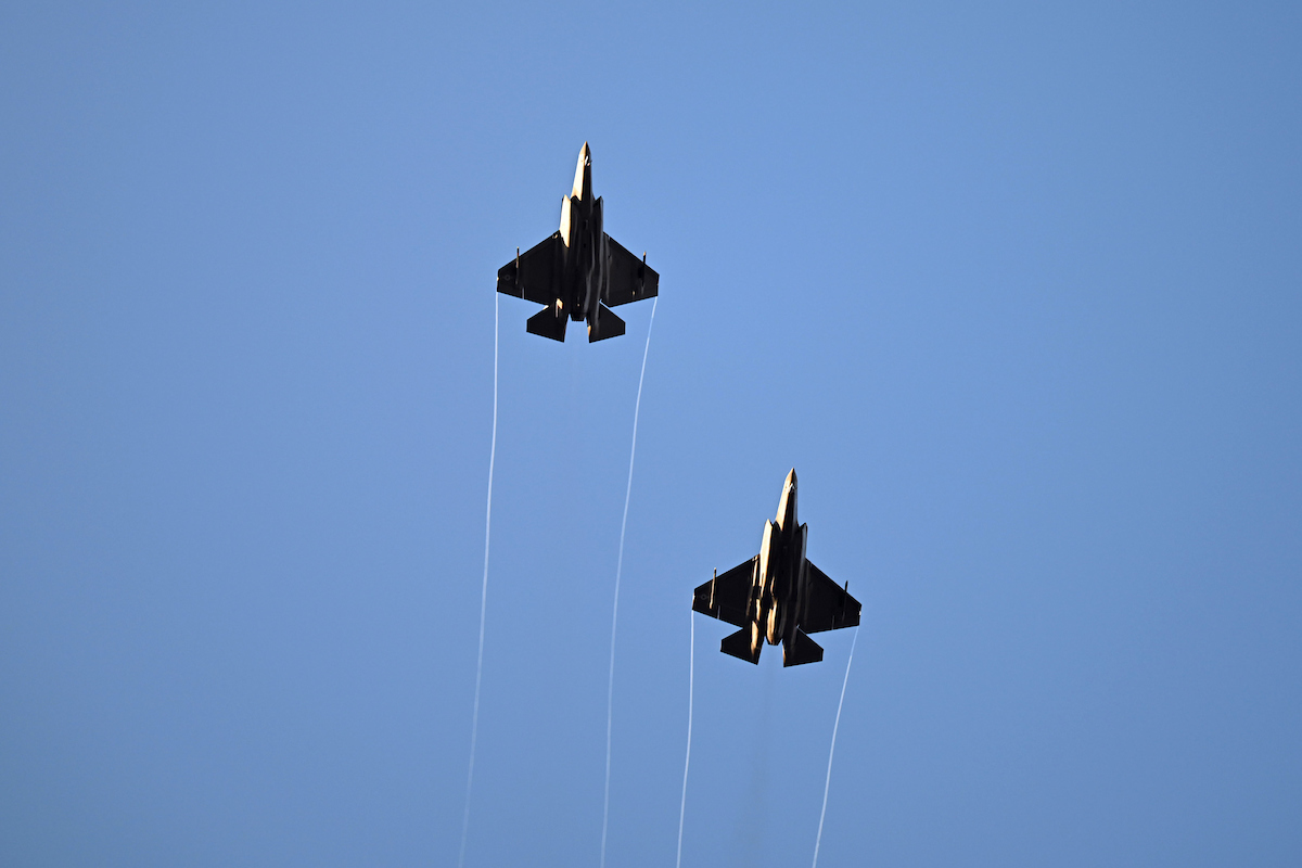 The US Airforce flyover at Snapdragon Stadium. Photo / Photosport