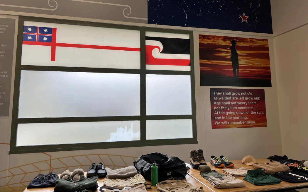 Examples of the uniform and items youth will be given at the military style academy pilot. Photo / RNZ / Rachel Helyer-Donaldson