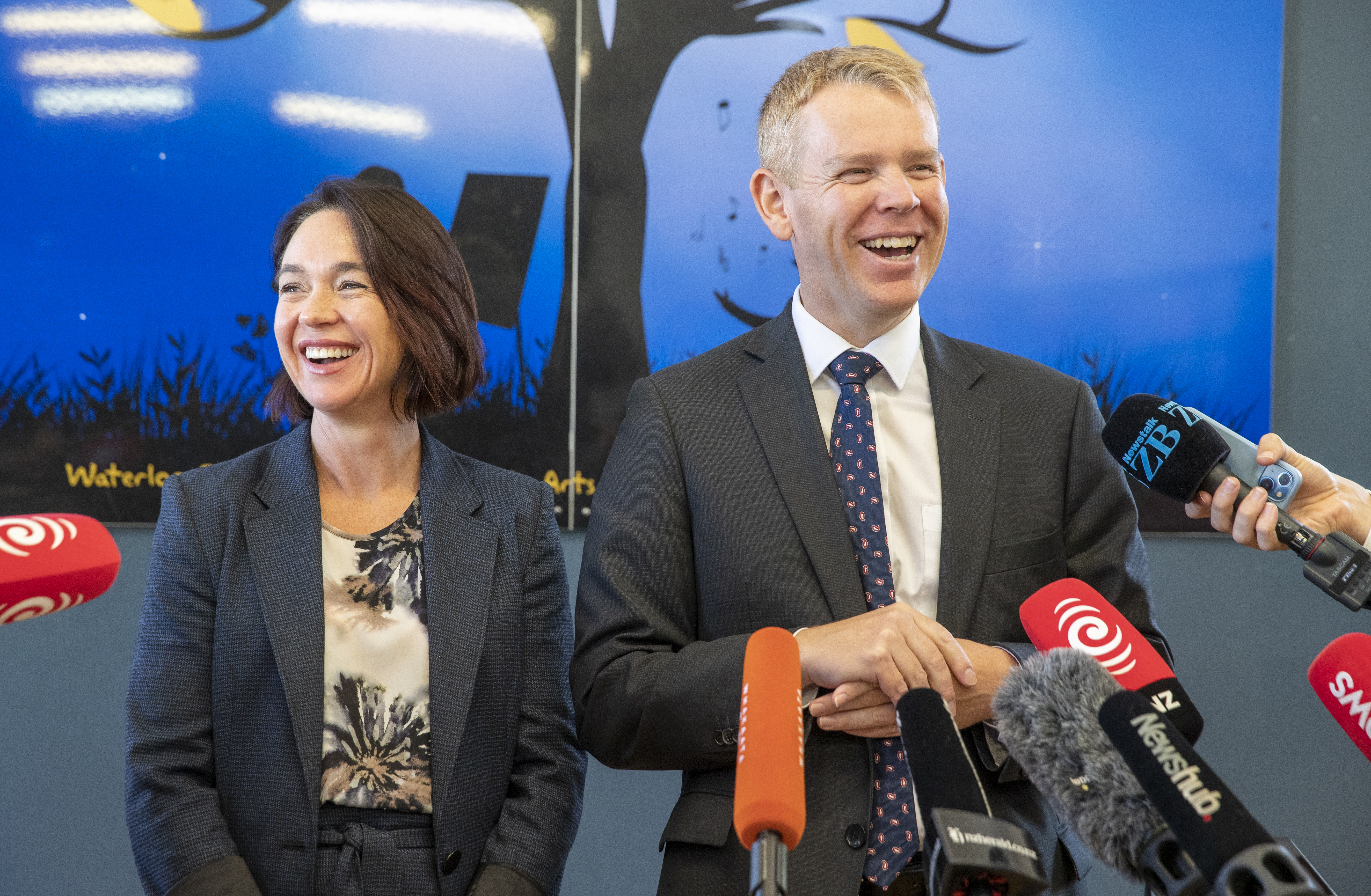 Prime Minister Chris Hipkins pictured with Ginny Andersen upon her promotion to Minister of Police. Photo / Mark Mitchell
