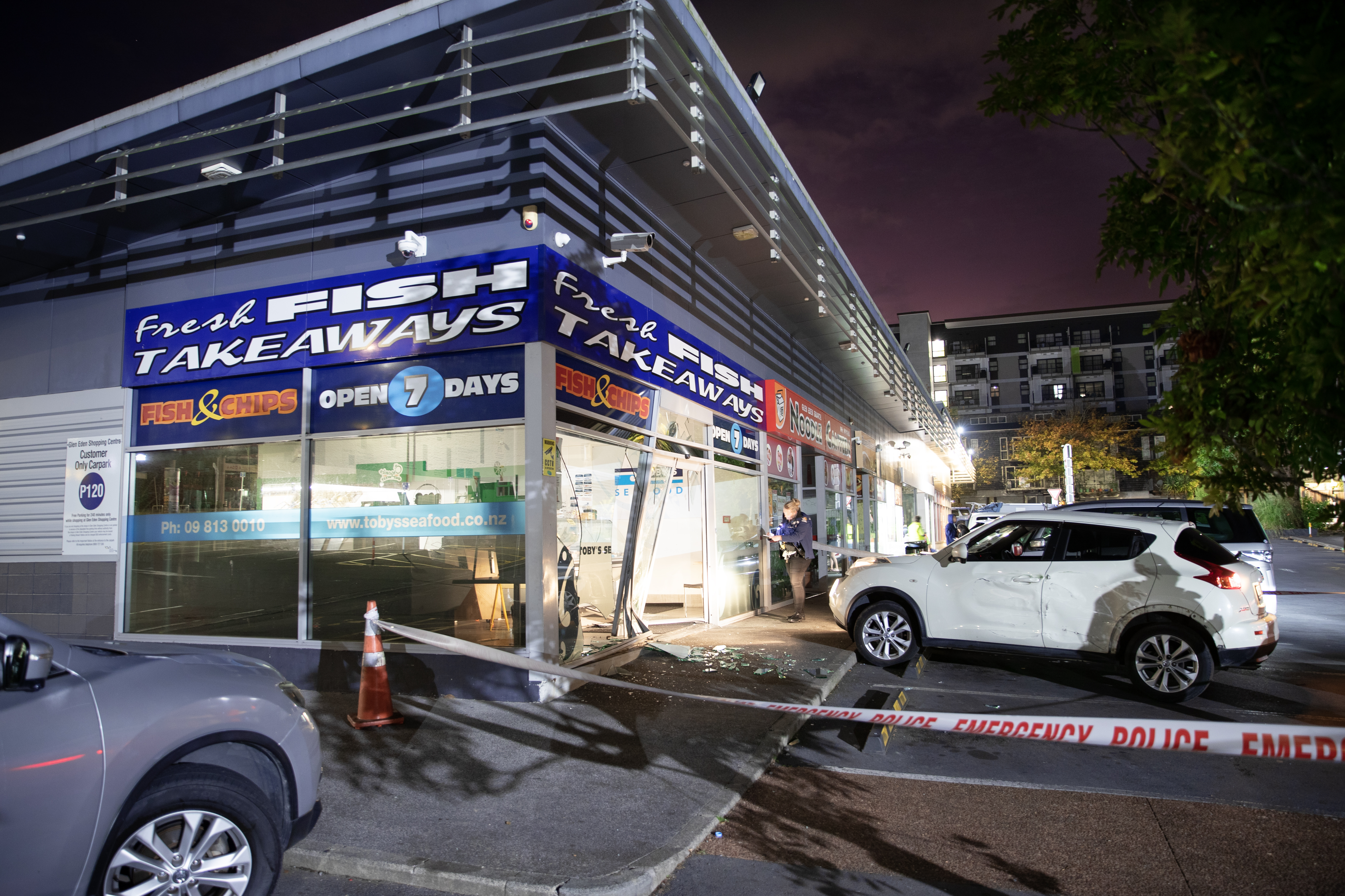 The Tobys Seafoods store in Glen Eden was damaged in a ram raid earlier this year. Photo / Hayden Woodward