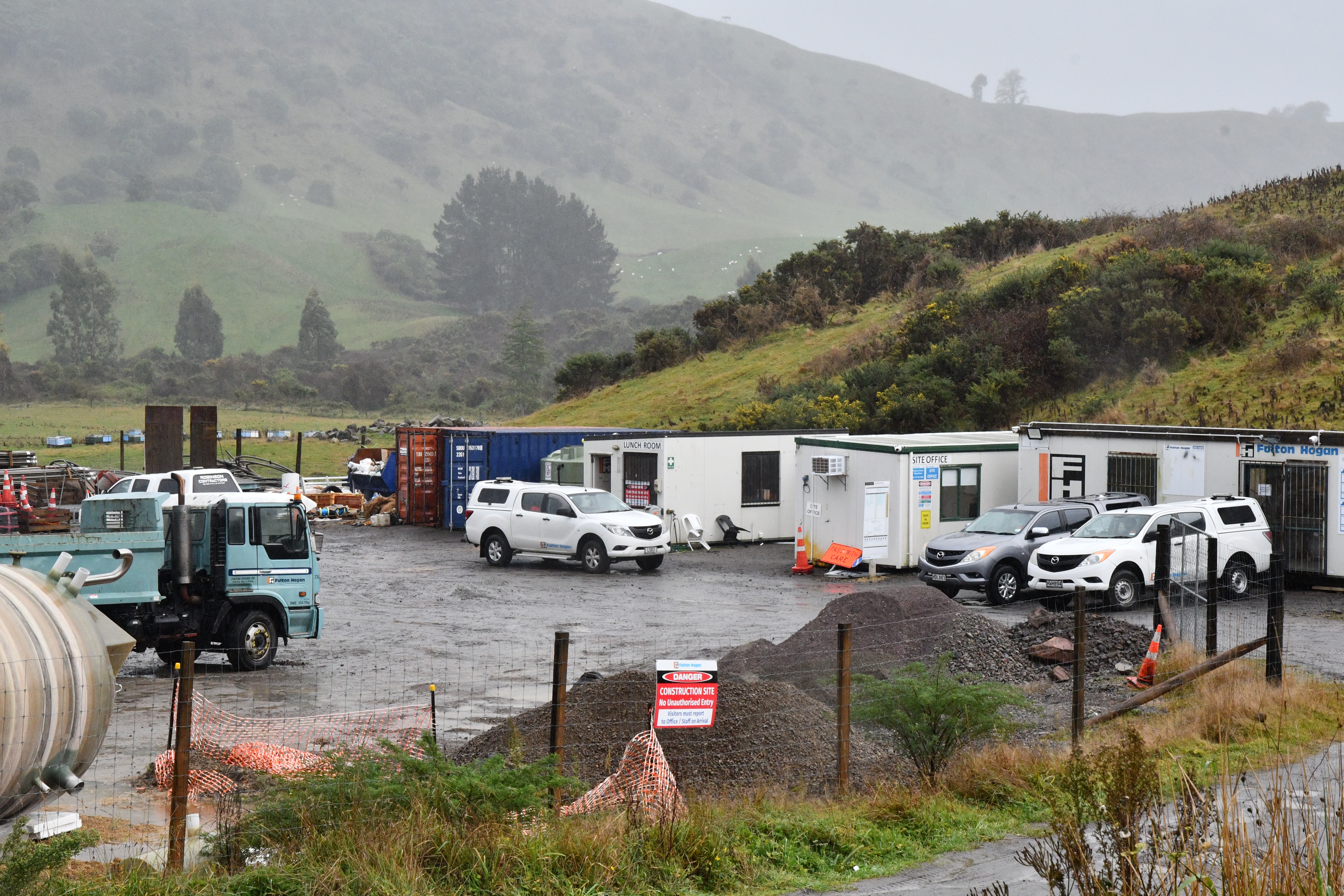 Fulton Hogan's work base on Tarawera Rd. Photo / Laura Smith