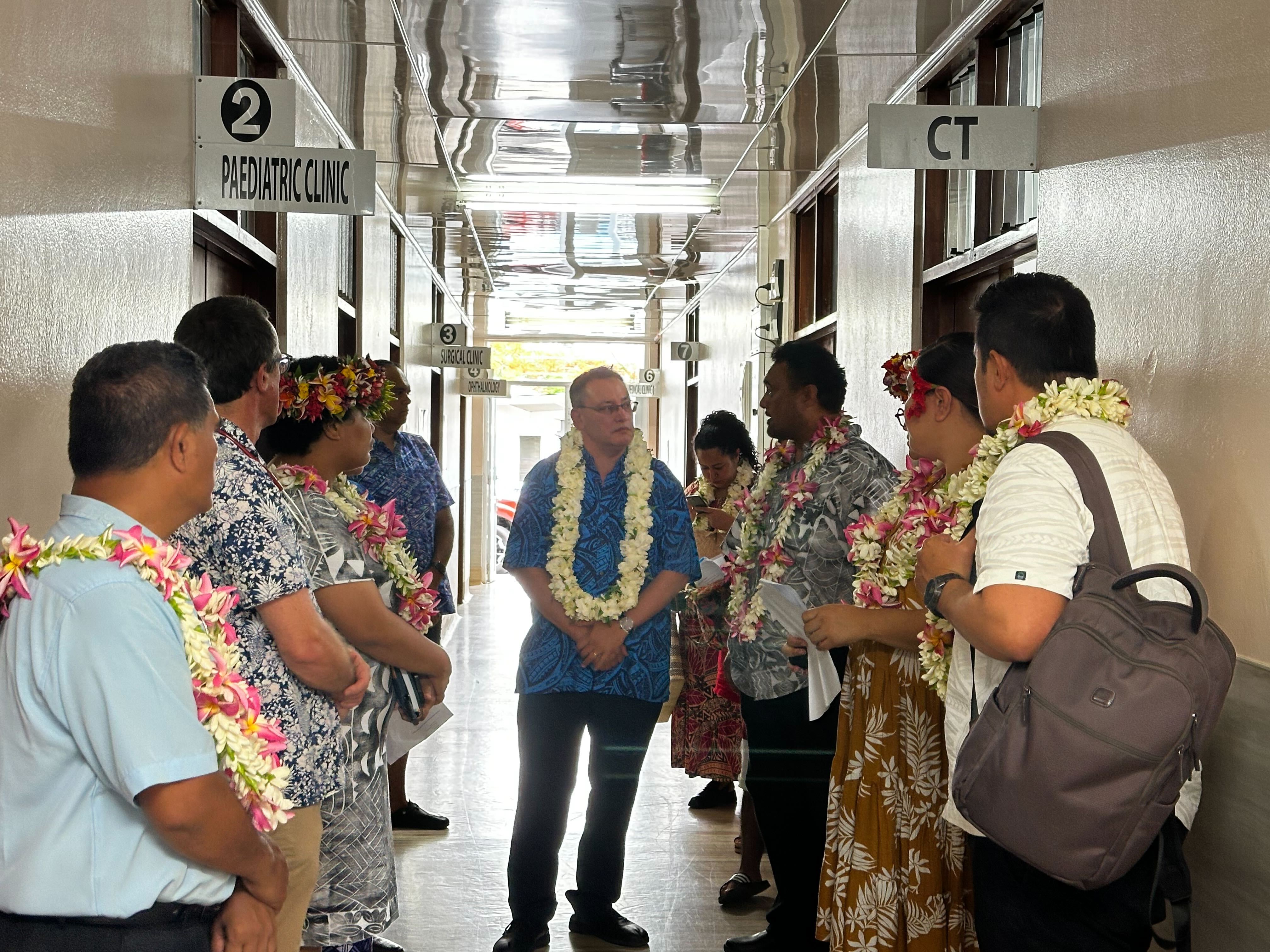 Dr Shane Reti visits Rarotonga Hospital. Photo / Grace Tinetali-Fiavaai