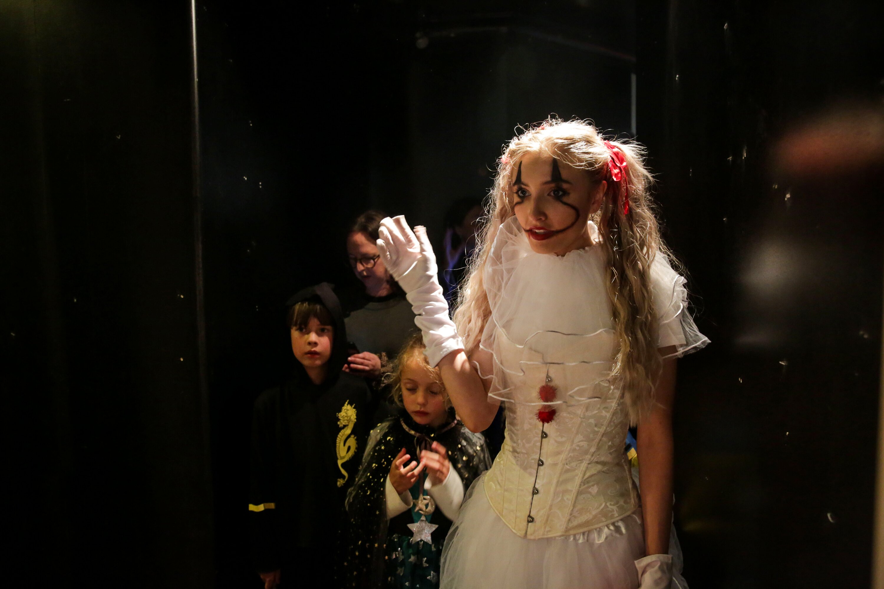 Children dressed in Halloween costumes queue at the Zuru founder's Mowbray house in Herne Bay, Auckland for Trick or Treat Zuru toys and lollies
New Zealand Herald photograph by Sylvie Whinrary 31 October 2024