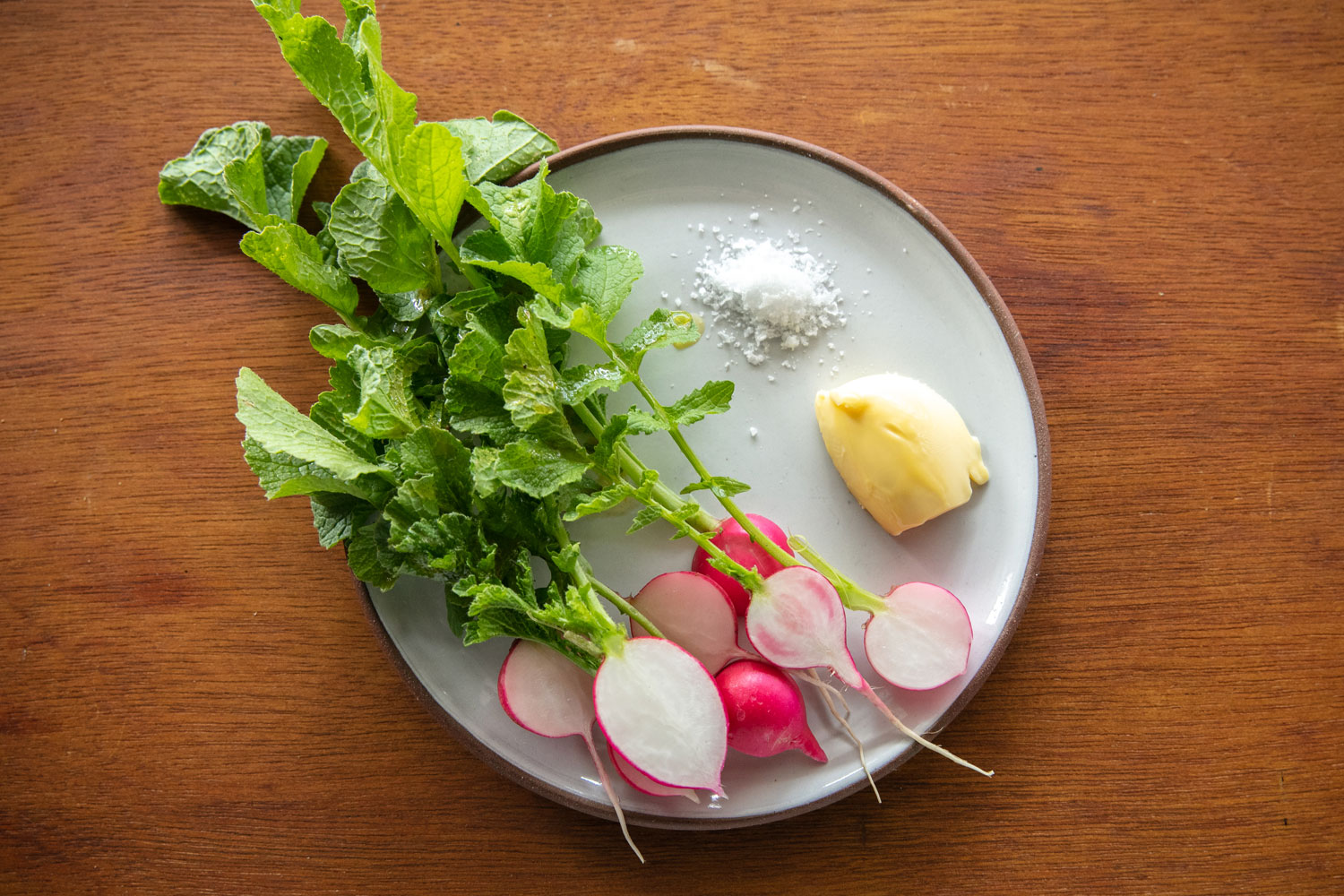 The radishes with salt and butter on the menu at Celeste. Photo / Babiche Martens