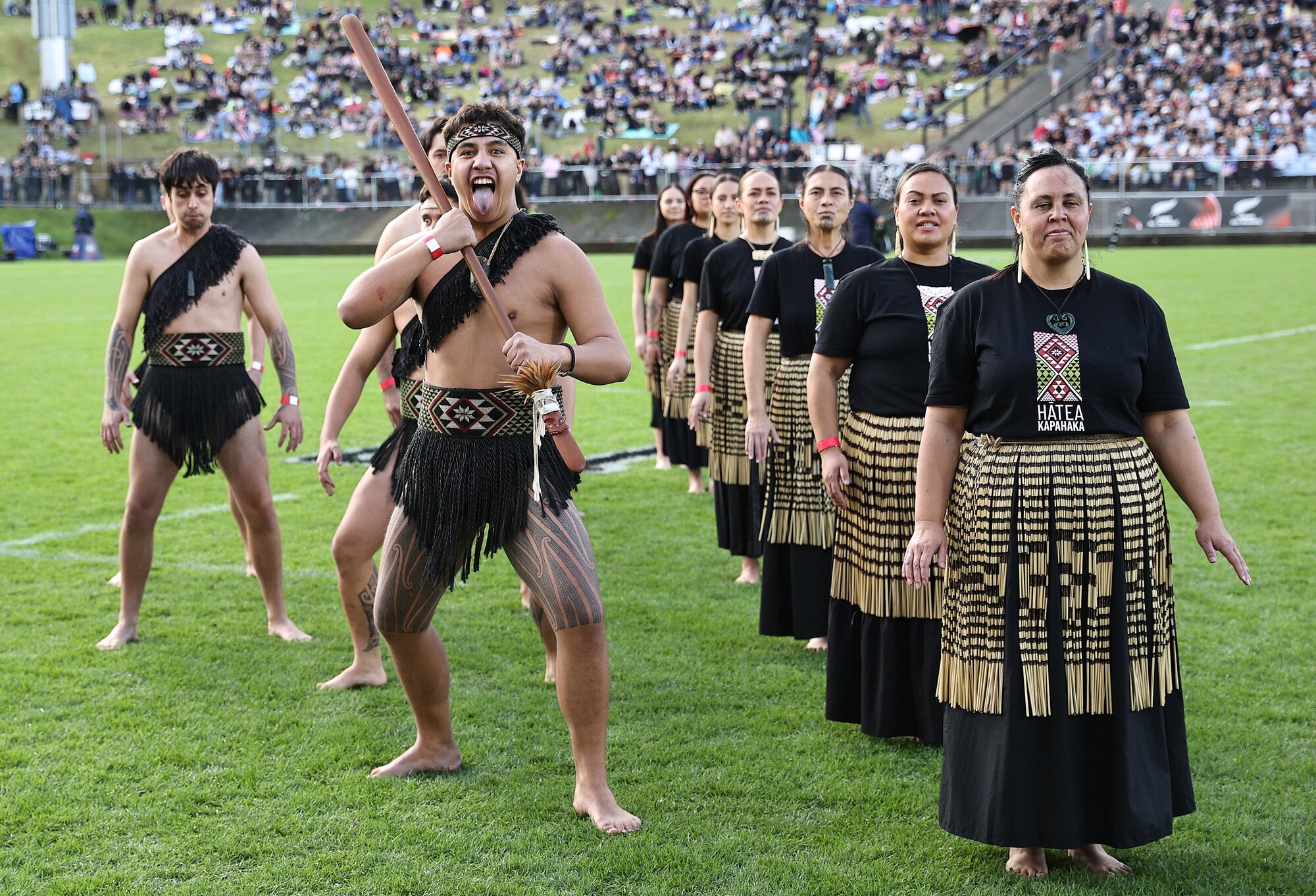 A traditional Māori welcome during Saturday's match between the Māori All Blacks and Scotland. Photo / Dave Rowland - Getty Images