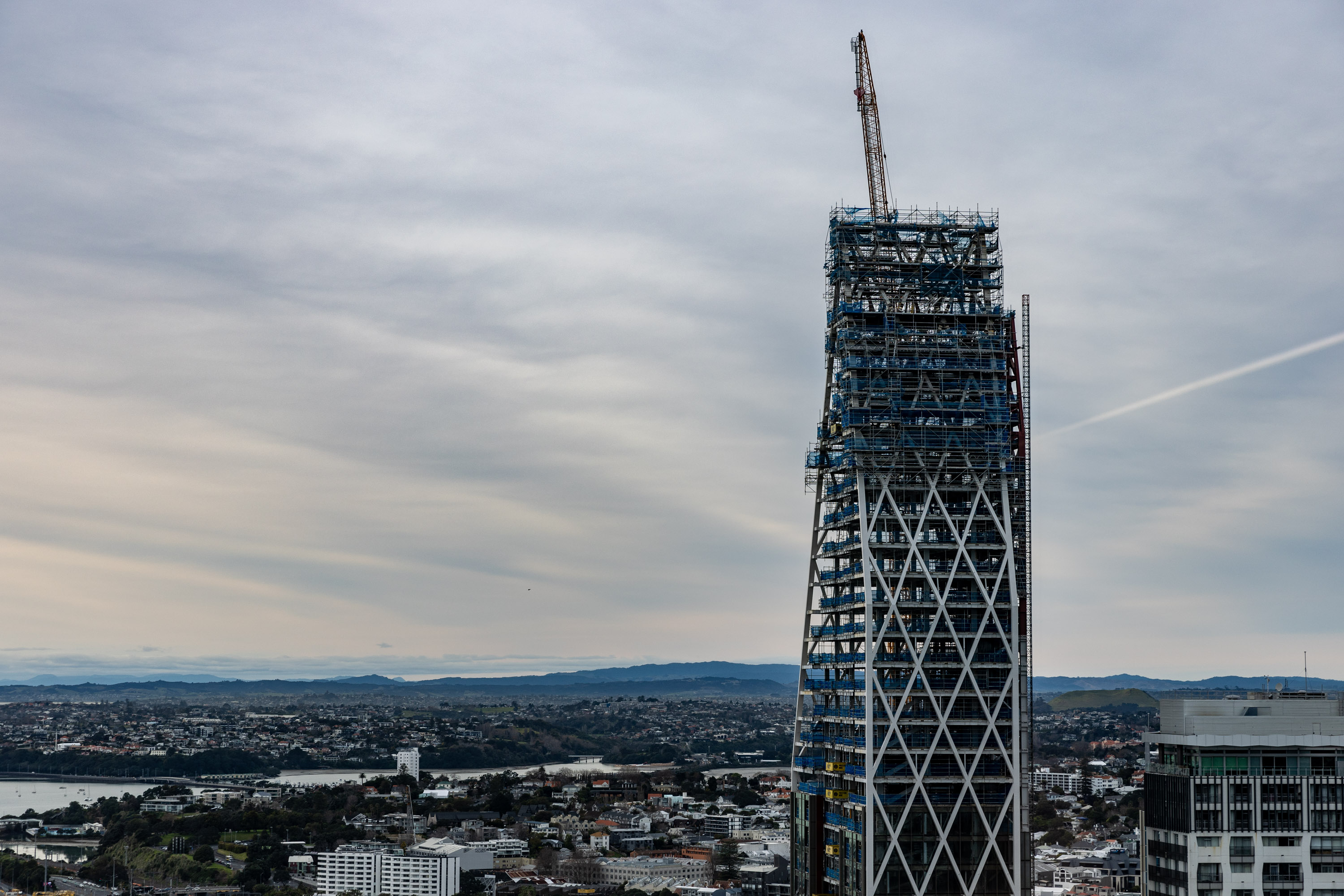 Auckland’s abandoned Seascape tower viewed from floor 34 PWC tower.
Photo / Michael Craig