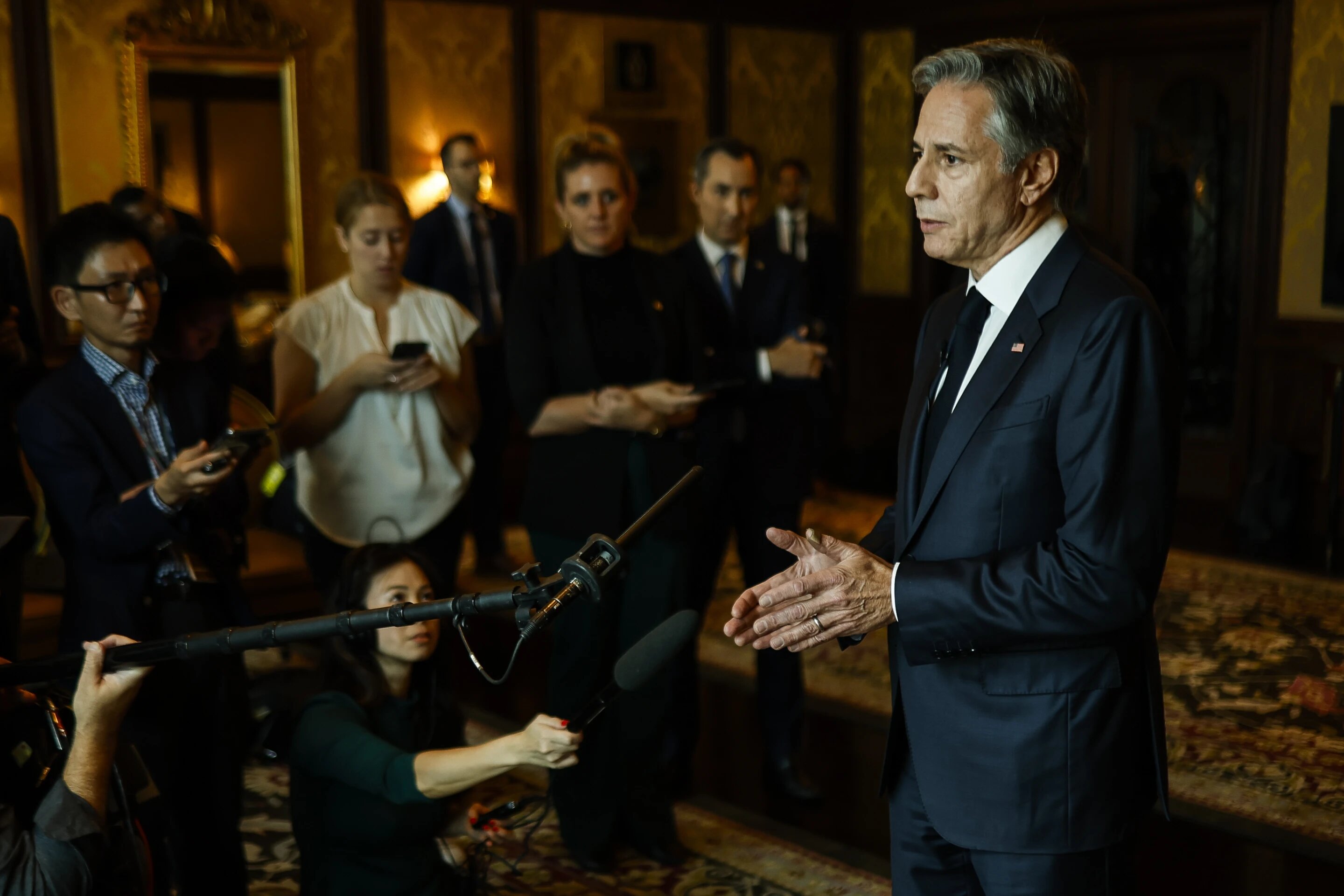 In New Delhi, US Secretary of State Anthony Blinken said recent Israeli moves to improve dire conditions in Gaza were positive, but not nearly enough. Photo / AP