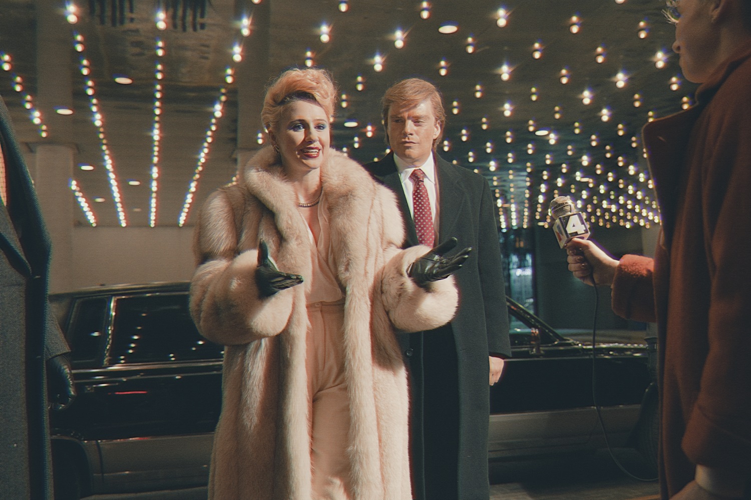 Maria Bakalova as Ivana Trump, with Sebastian Stan as husband Donald.