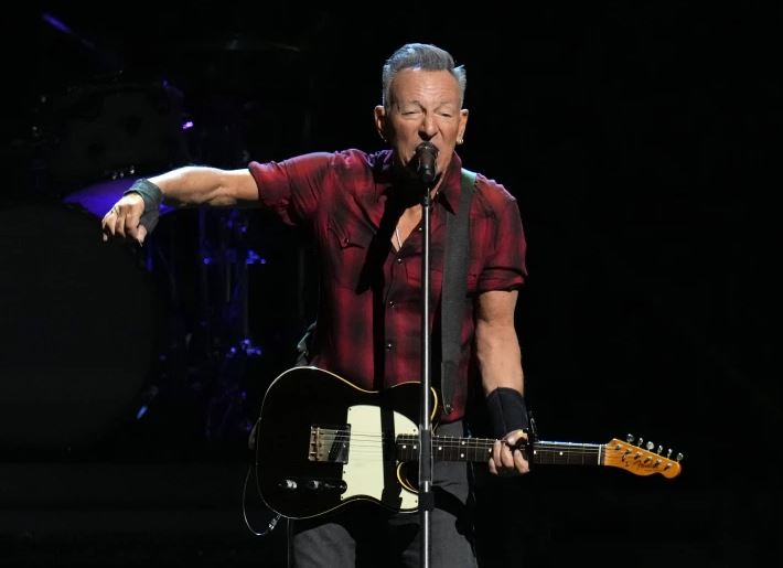 Bruce Springsteen sings on stage during his concert of Bruce Springsteen and The E Street Band World Tour 2024 performance. Photo / AP
