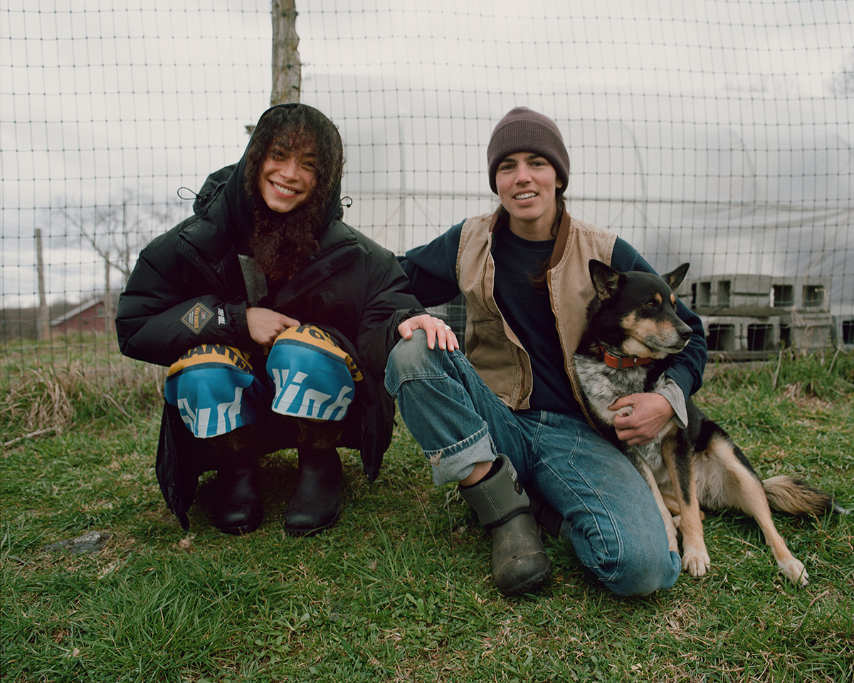 Nina Tucker and Ellie Youngblood, who work on various Sky High Farm programmes, in the Hudson Valley area. Photo / Alex Hodor-Lee, The New York Times