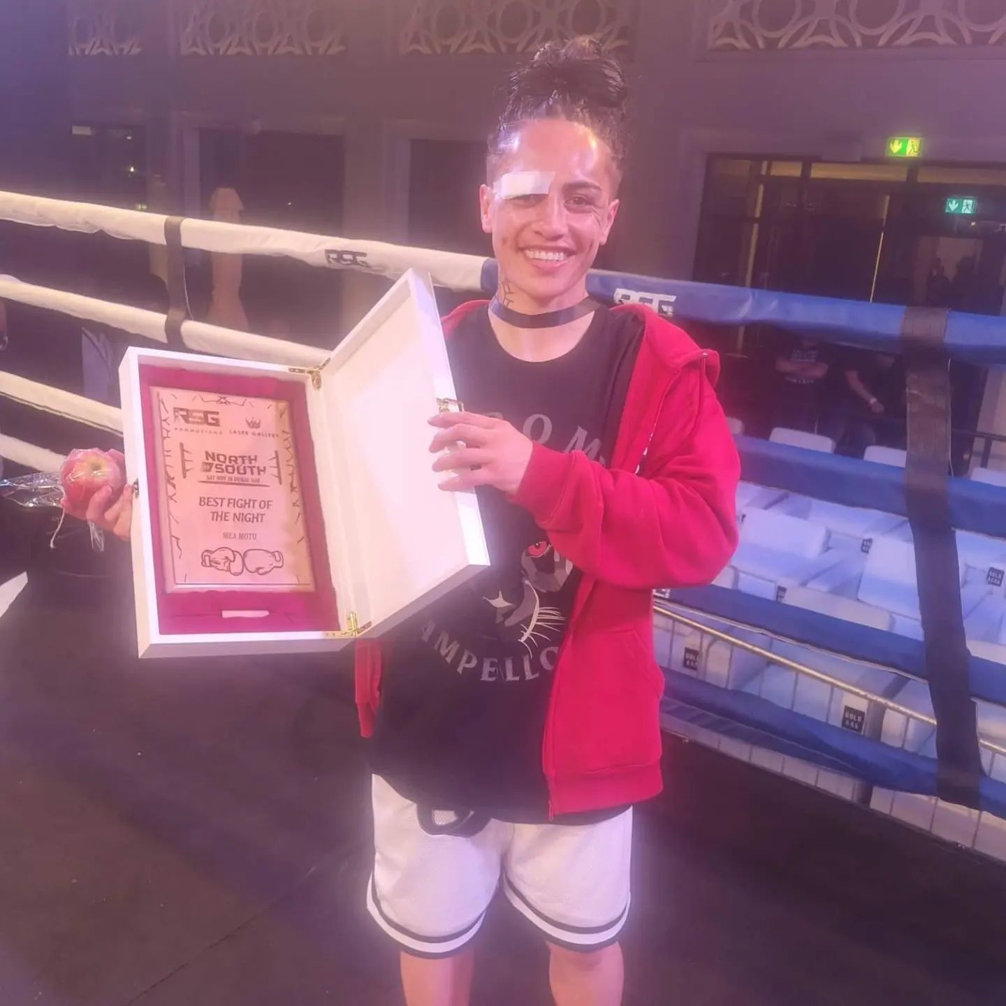 Motu also won Fighter of the Night. Photo / Supplied