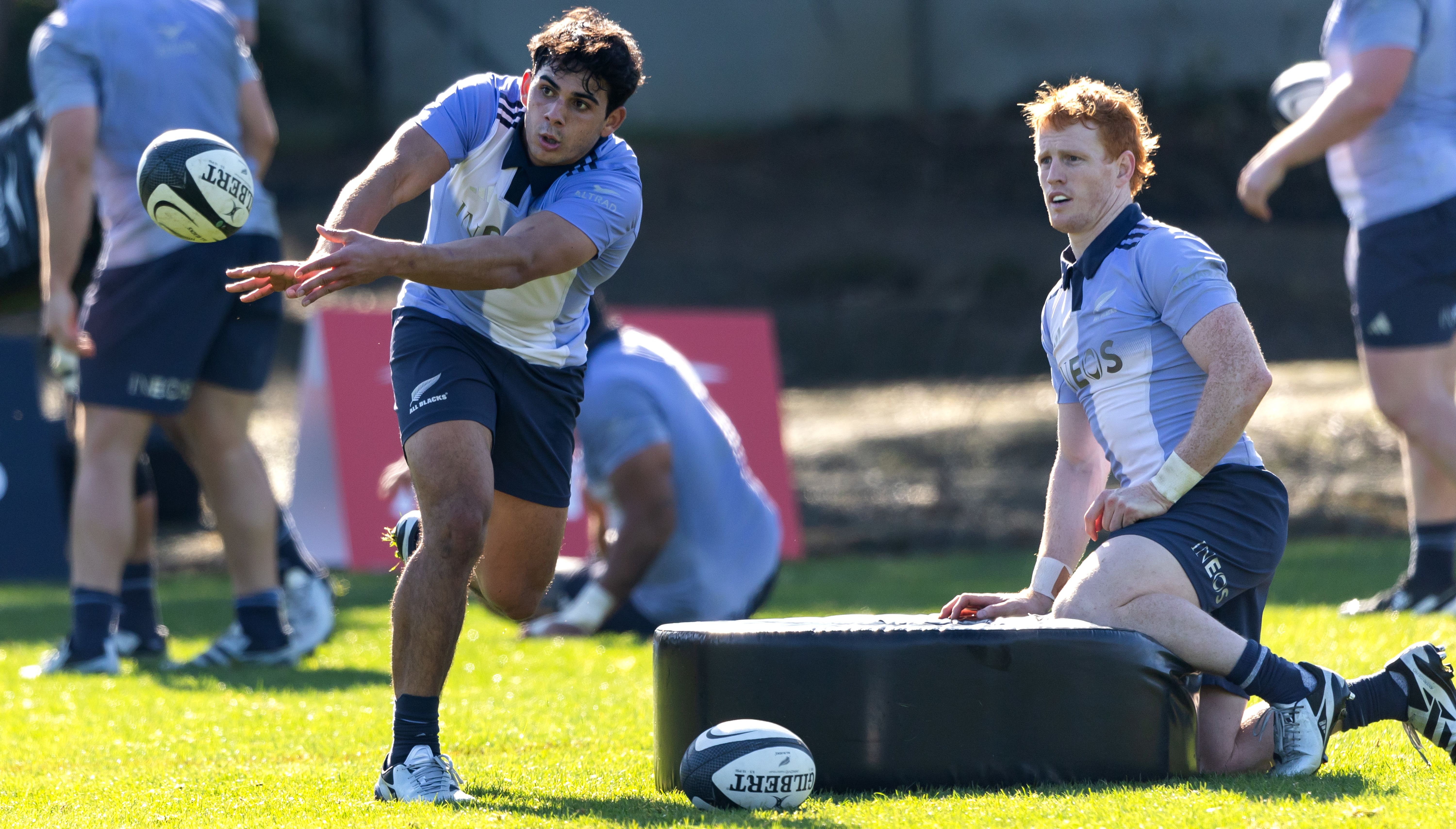 Halfbacks Noah Hotham and Finlay Christie at training. Photo / Photosport
