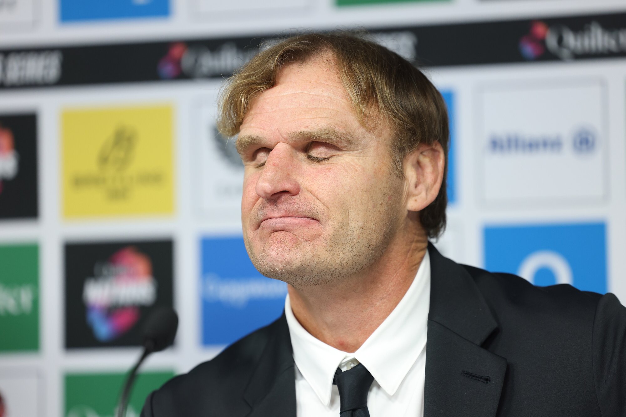 All Blacks coach Scott Robertson faces the media after defeat to England. Photo / Photosport