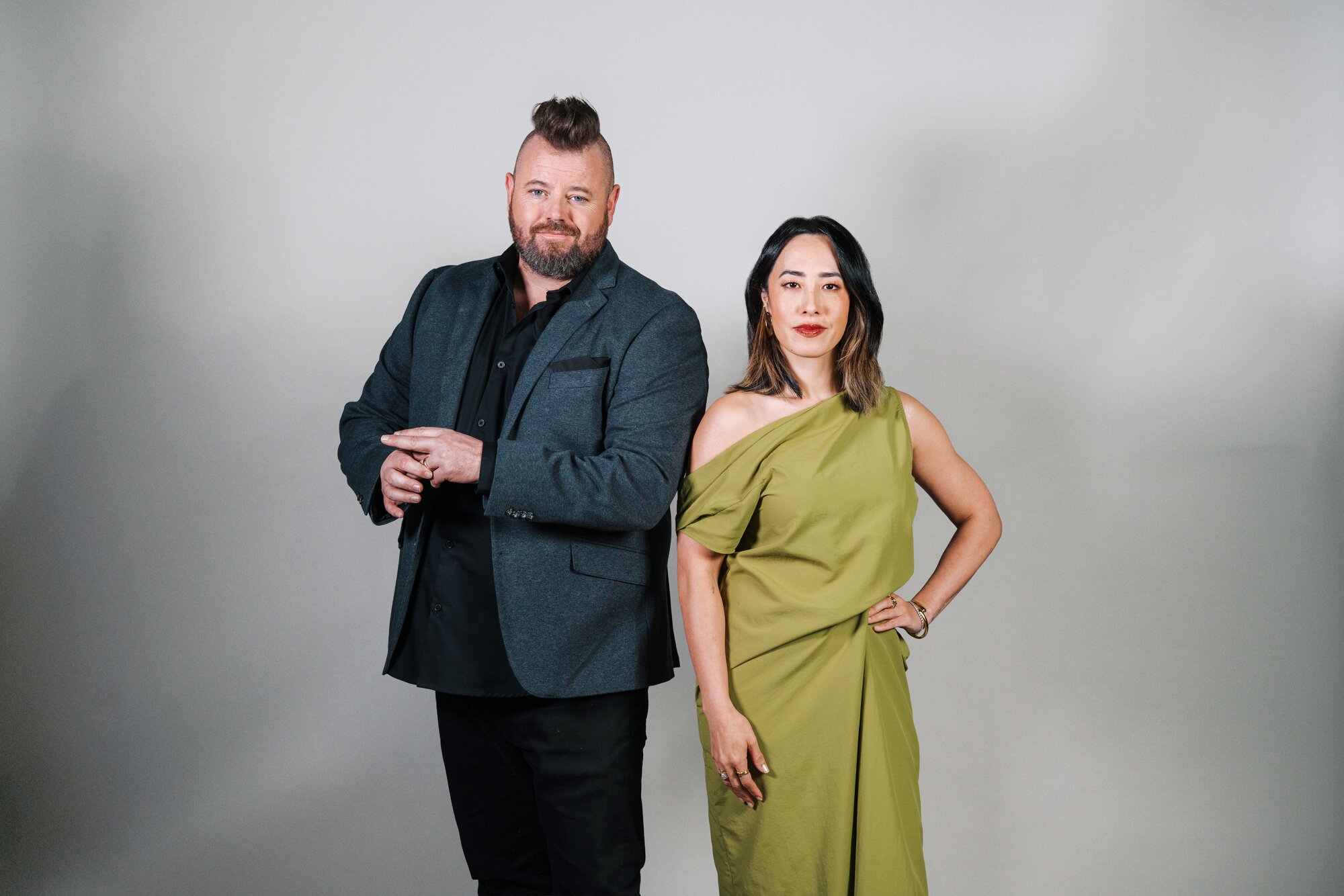  Vaughan Mabee (left) and Melissa Leong co-hosted Taste of Art, a television cooking competition that challenges teams of professional chefs to create edible masterpieces.