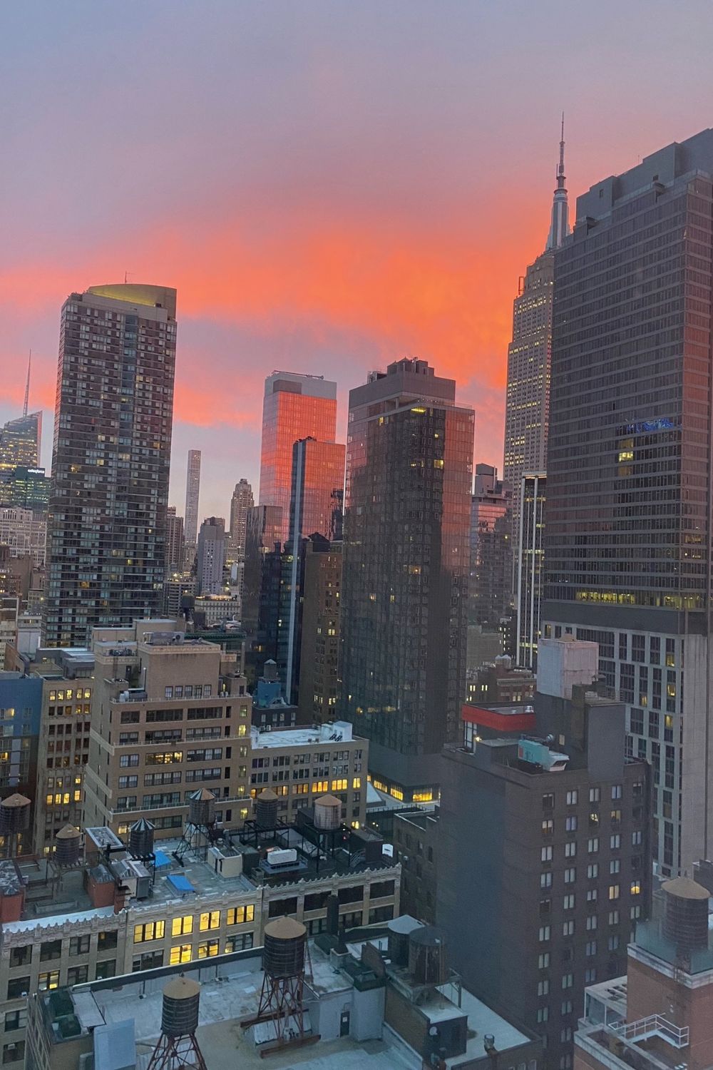 The sun sets over NYC on day two.