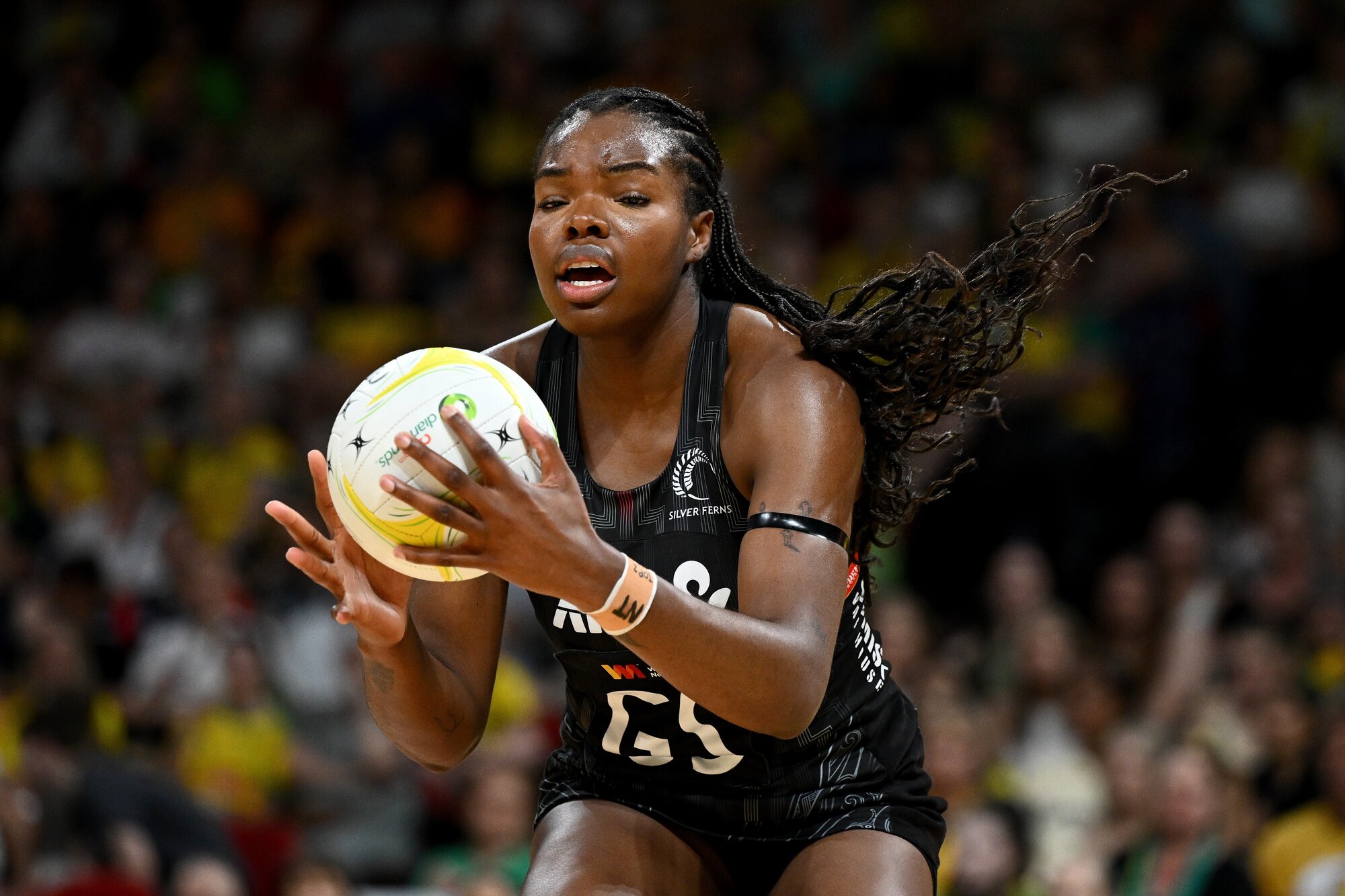 Silver Ferns shooter Grace Nweke seizes the ball in Wednesday's match against Australia. Photo / Photosport