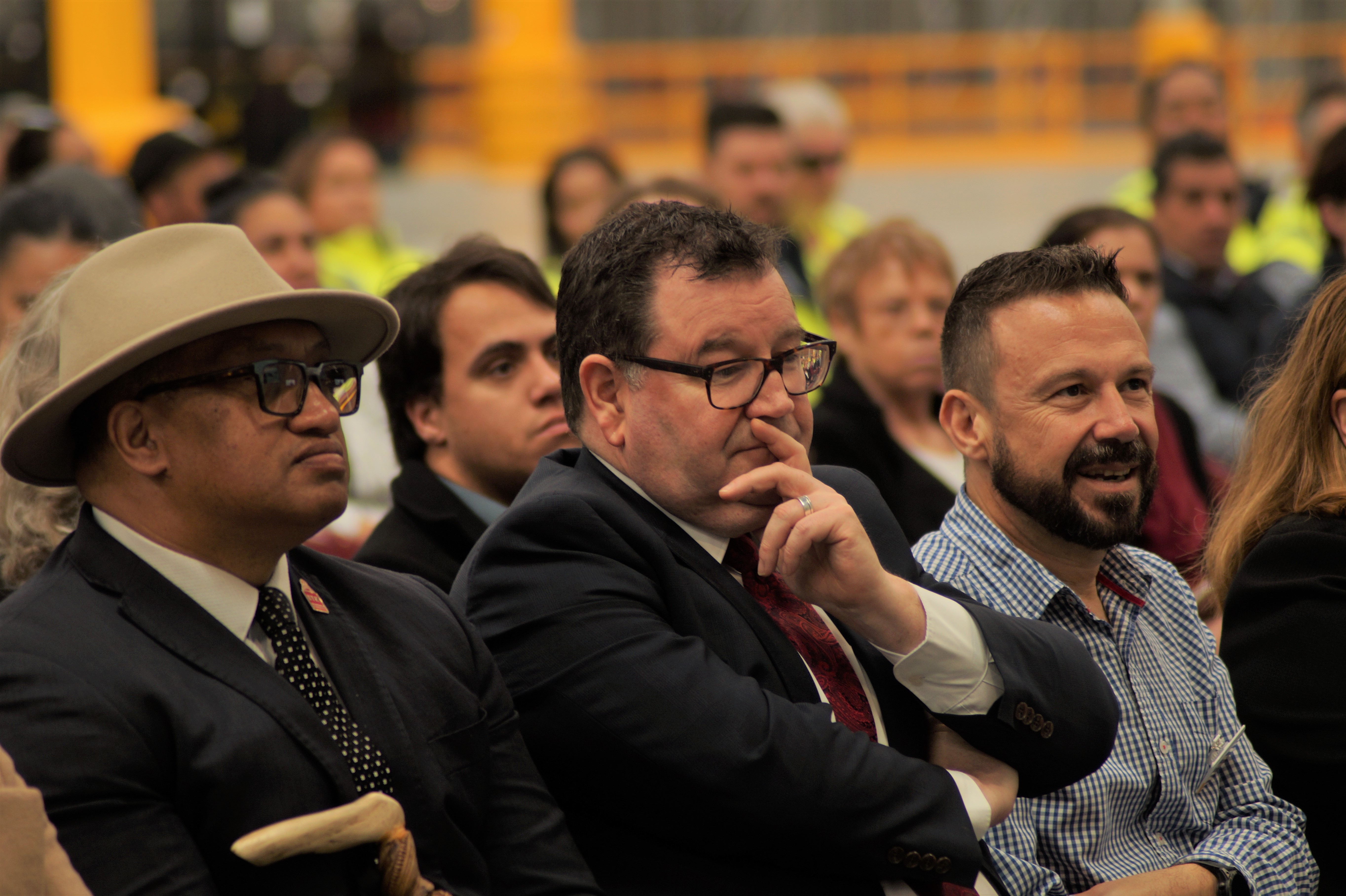 Tumuaki Hone Thompson, Minister of Finance Grant Robertson and Kmart CEO John Gualtieri. Photo / Danielle Zollickhofer