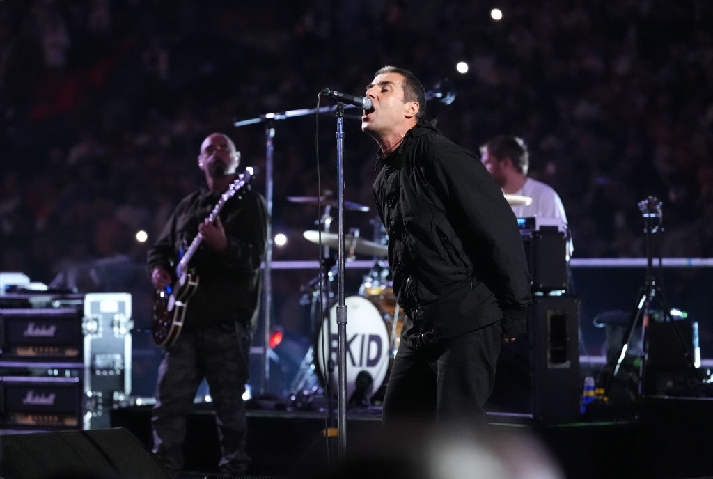 Liam Gallagher of Oasis performing at Wembley Stadium, London on September 21, 2024. Photo / Getty Images