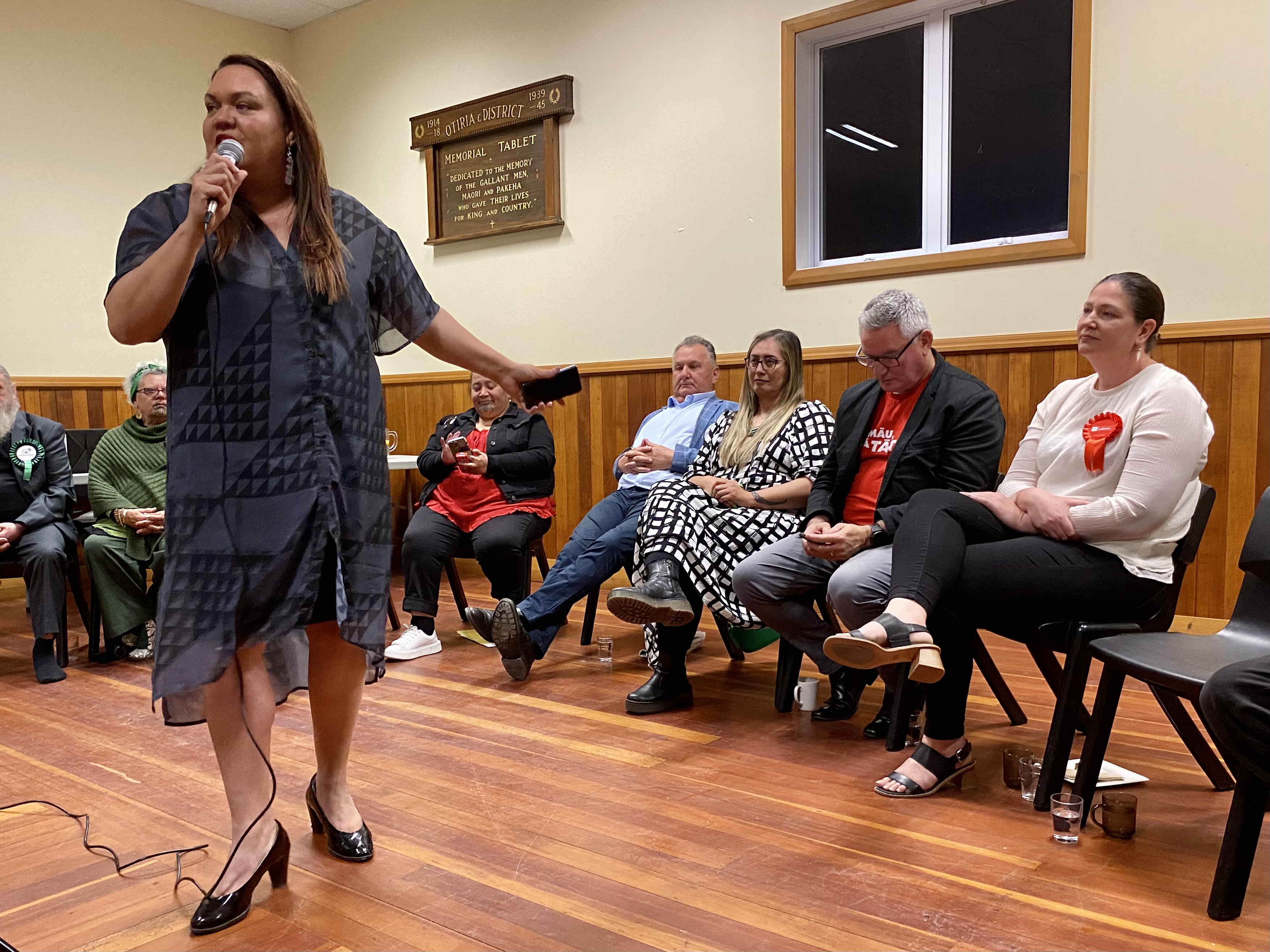 Green candidate for Northland Reina Tuai Penney at the Otiria Marae debate. Photo / David Fisher