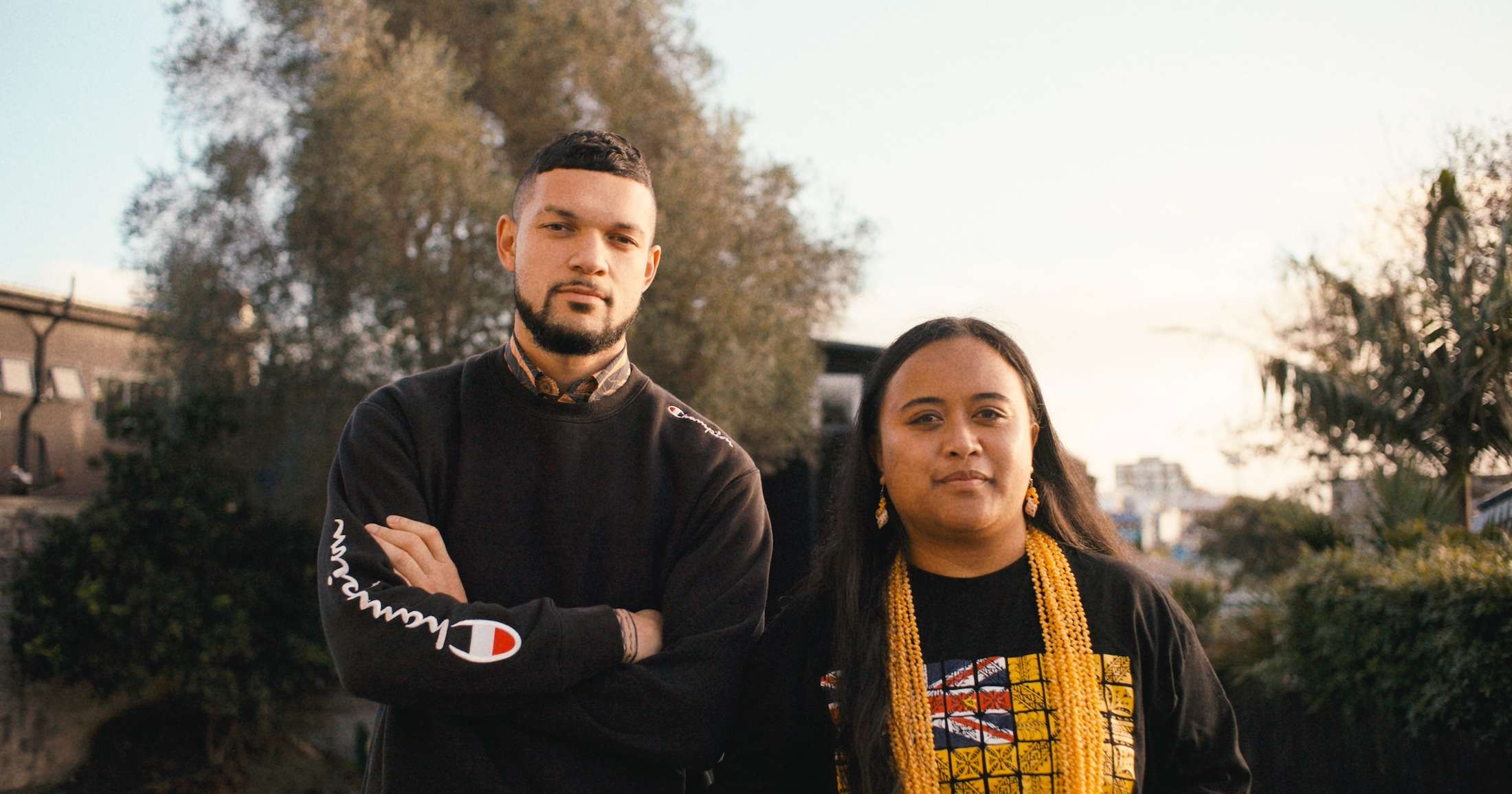 Leki Jackson-Bourke and his cousin Eunique Cabrini Ikiua, who is also a key advocate for the Niuean language.