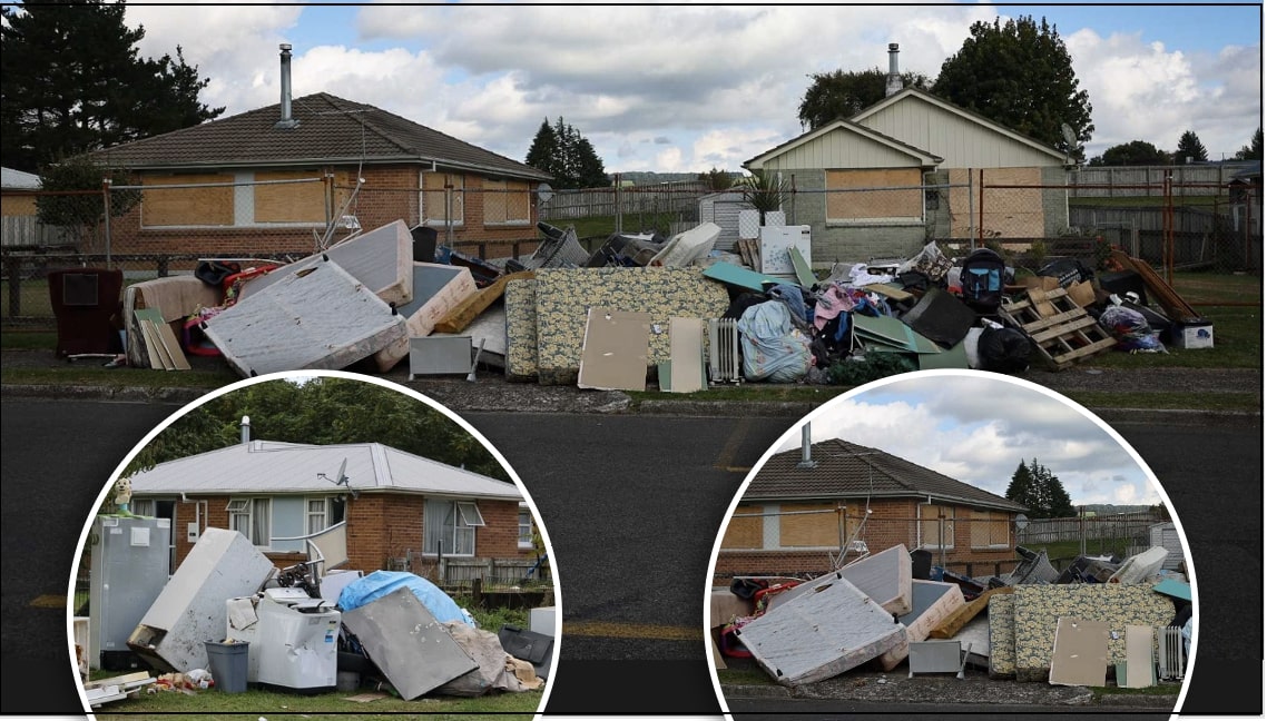The dumped rubbish left behind on Wrigley Rd after a Kāinga Ora clean-up day went wrong. Photo / Andrew Warner